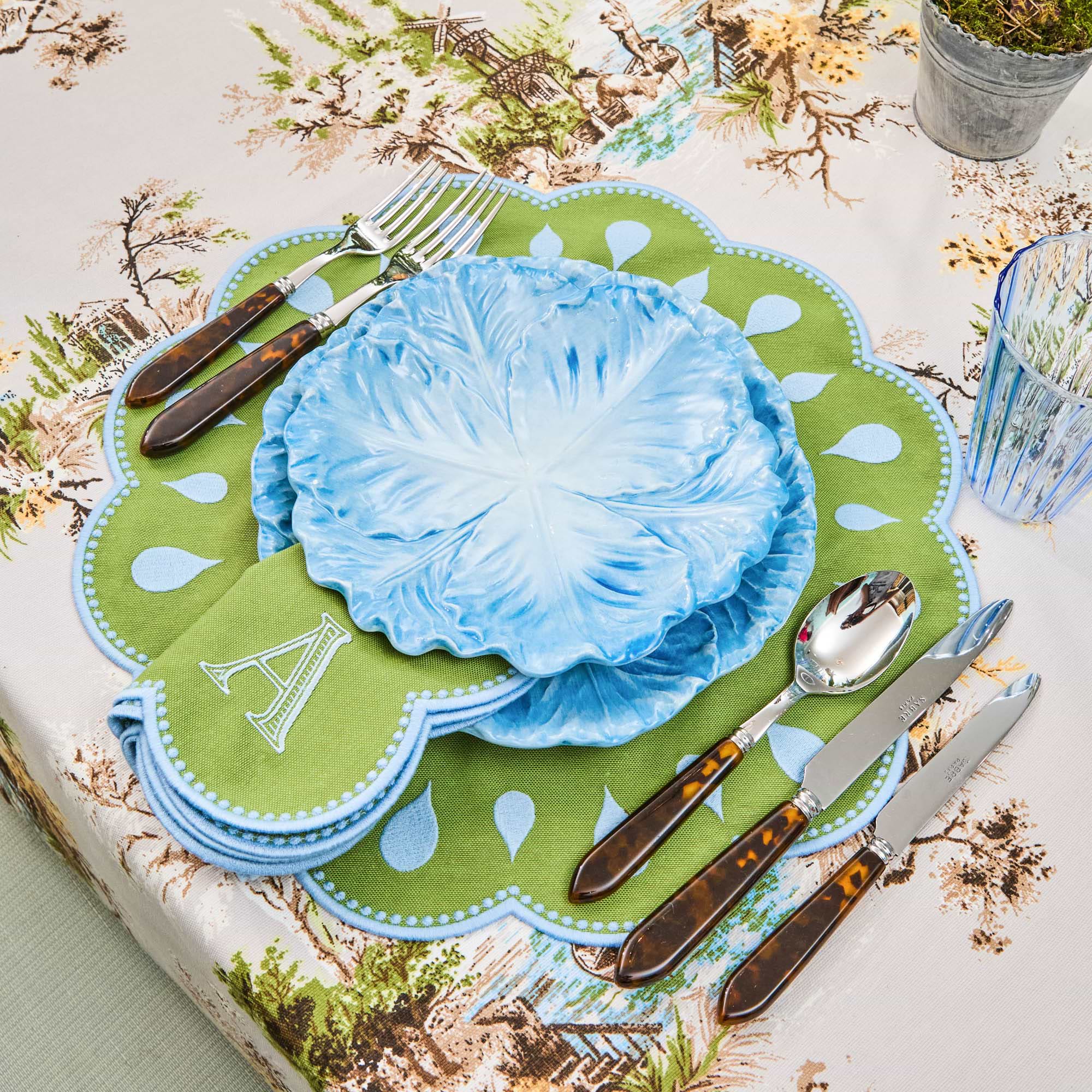 Blue Serena Cabbage Starter Plates (Set of 4)