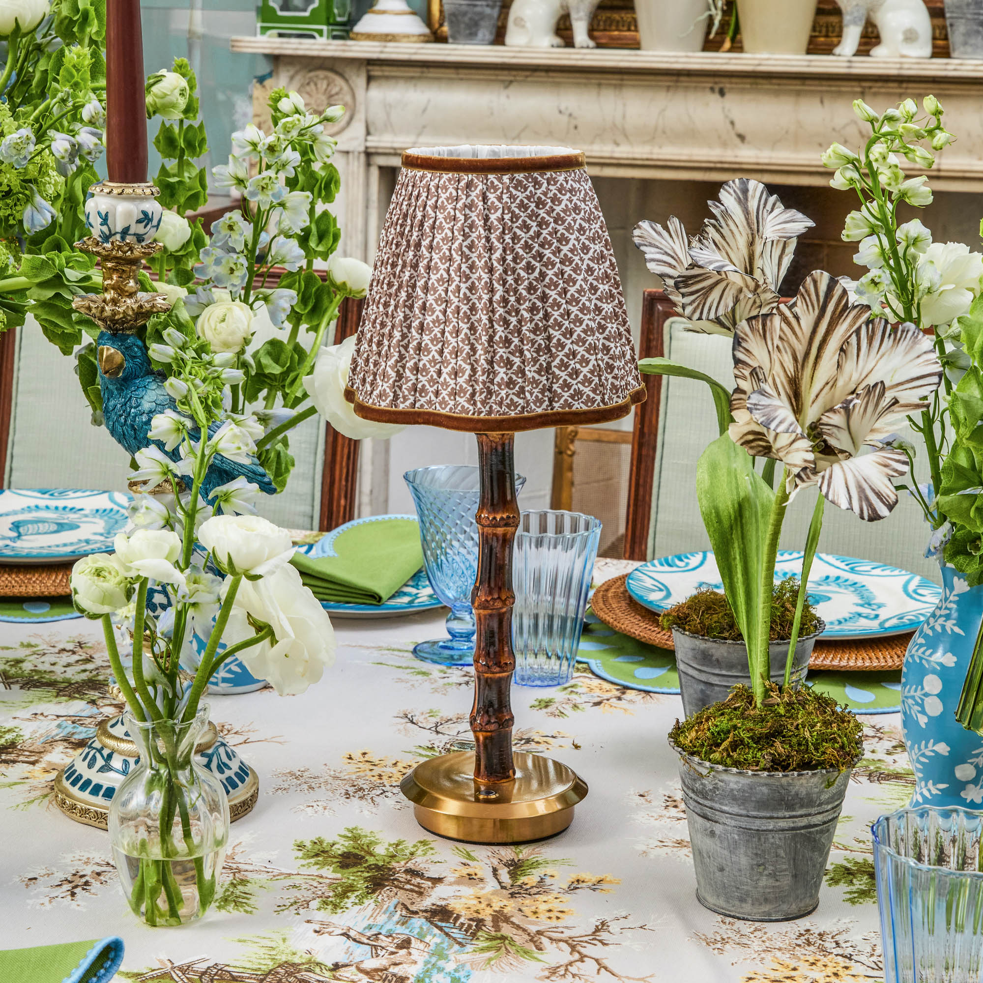 Chocolate Lotus Lampshade with Velvet Trim | Mrs. Alice