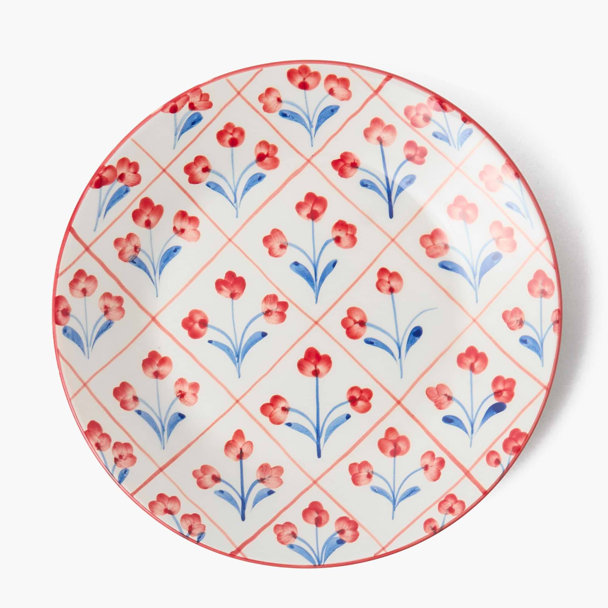 Blue & Red Floral Trellis Starter Plate