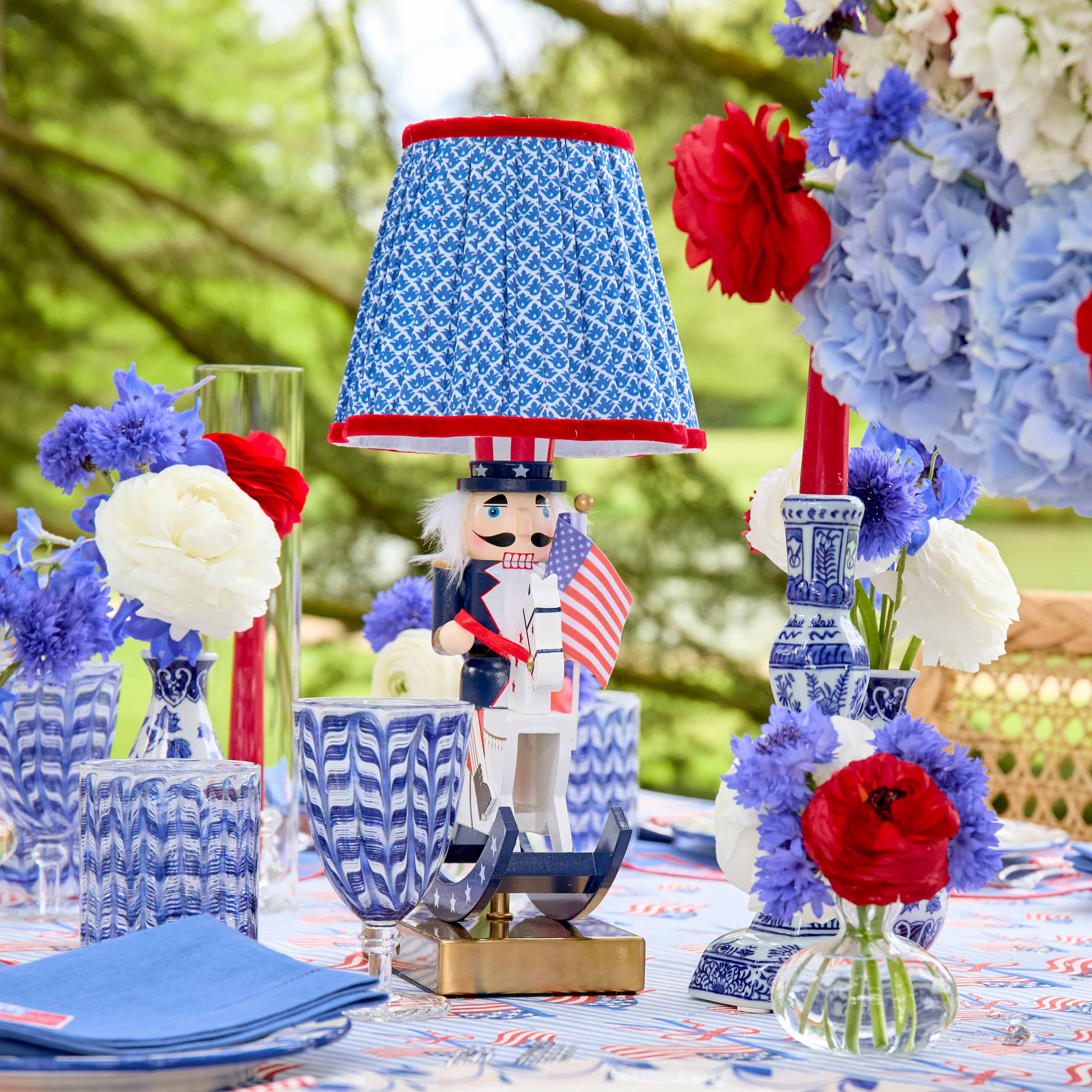 Cobalt & Red Lotus Lampshade (18cm)