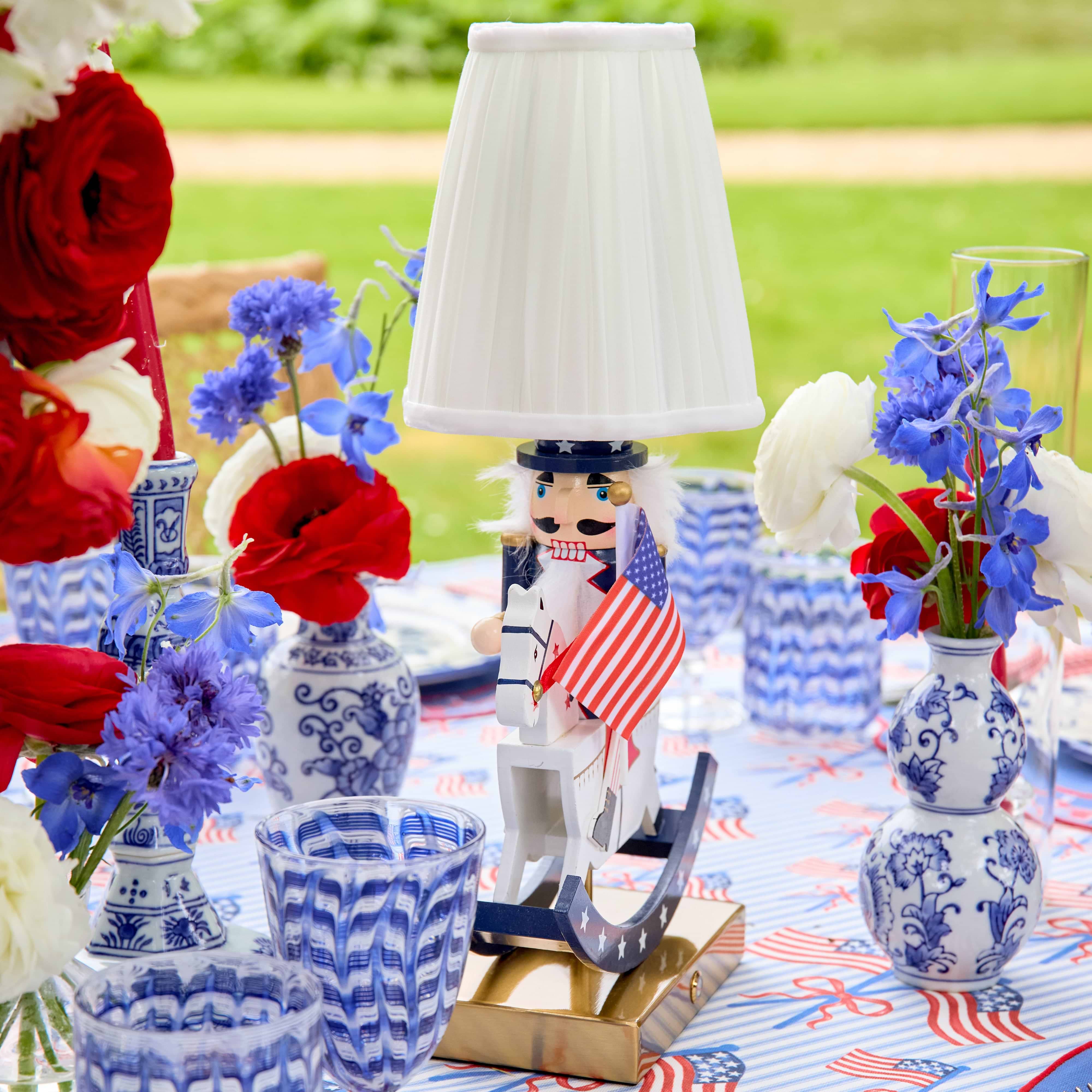 Fourth of July Rechargeable Lamp with Cream Shade (18cm)