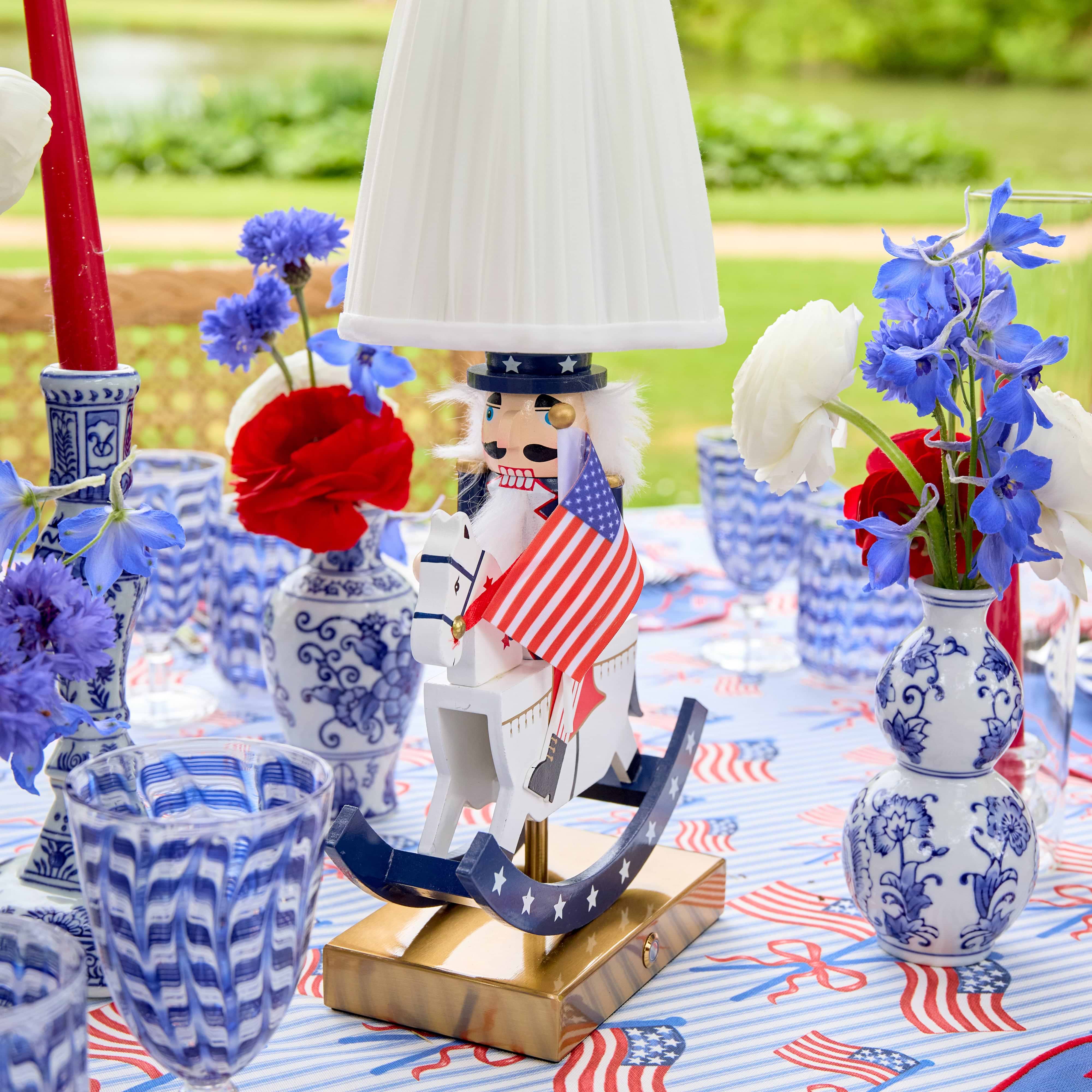 Fourth of July Rechargeable Lamp with Cream Shade (18cm)
