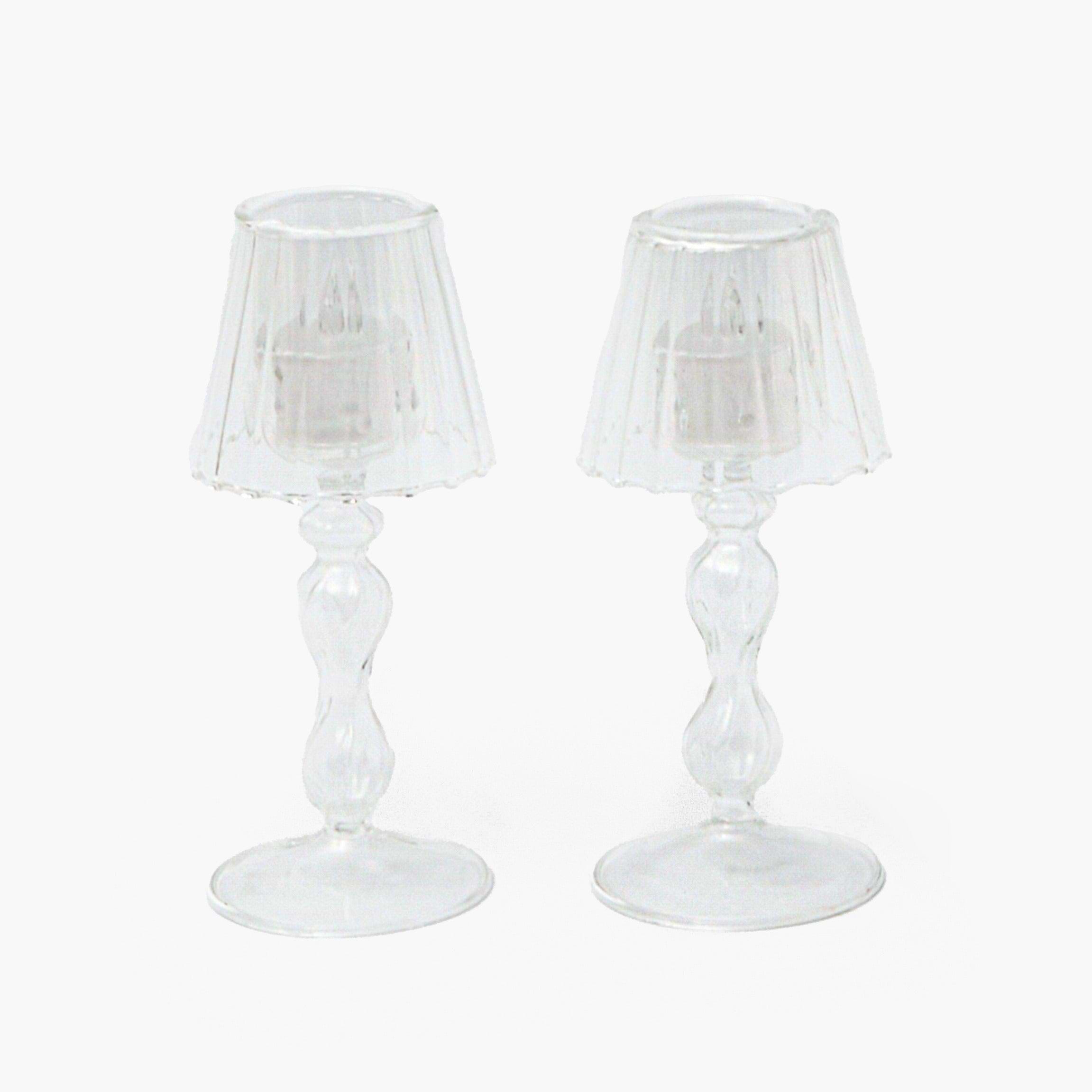 Glass Lantern Tea Light Holder (Pair) - 18cm