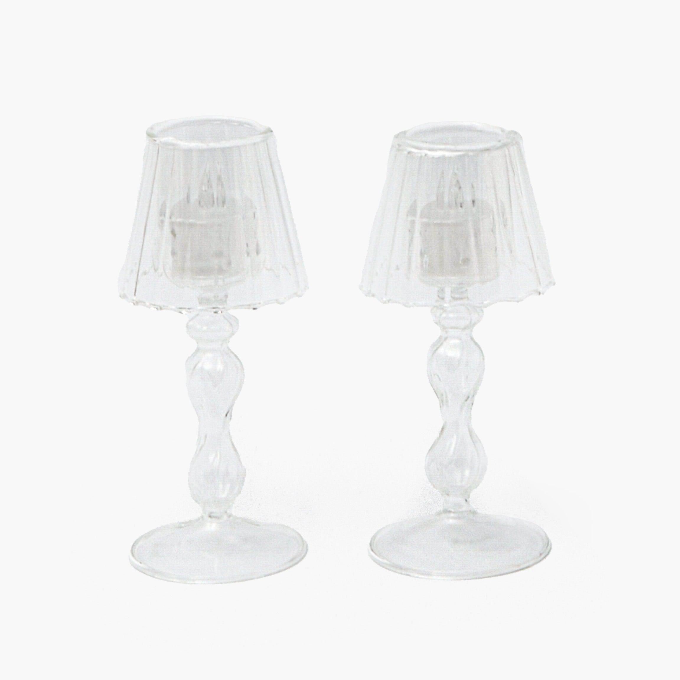 Glass Lantern Tea Light Holder (Pair) - 18cm