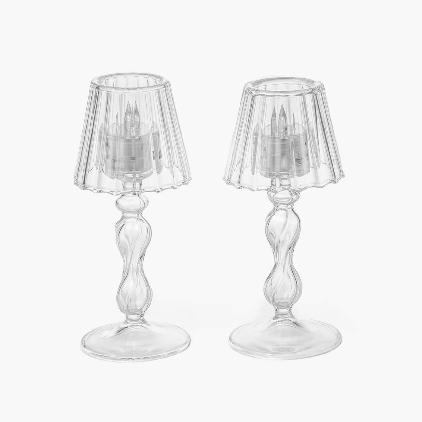 Glass Lantern Tea Light Holder (Pair) - 18cm