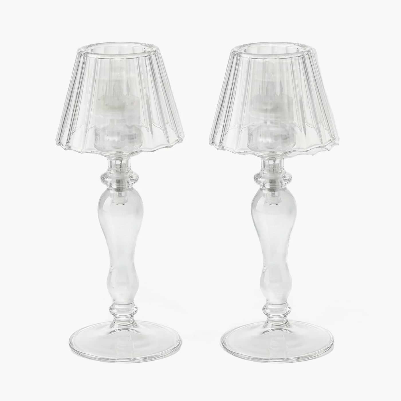 Glass Lantern Tea Light Holder Set