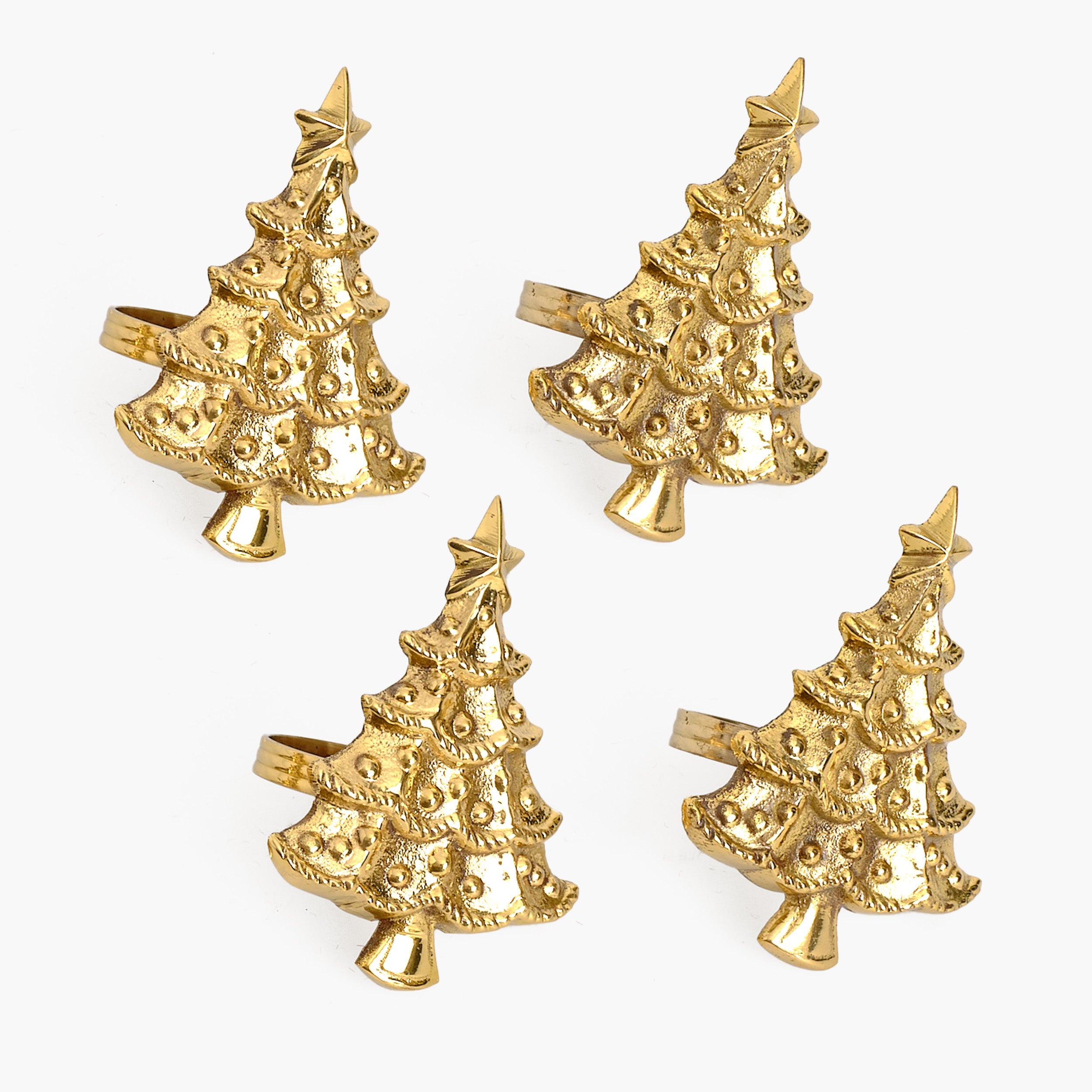 Gold Christmas Tree Napkin Rings (Set of 4)