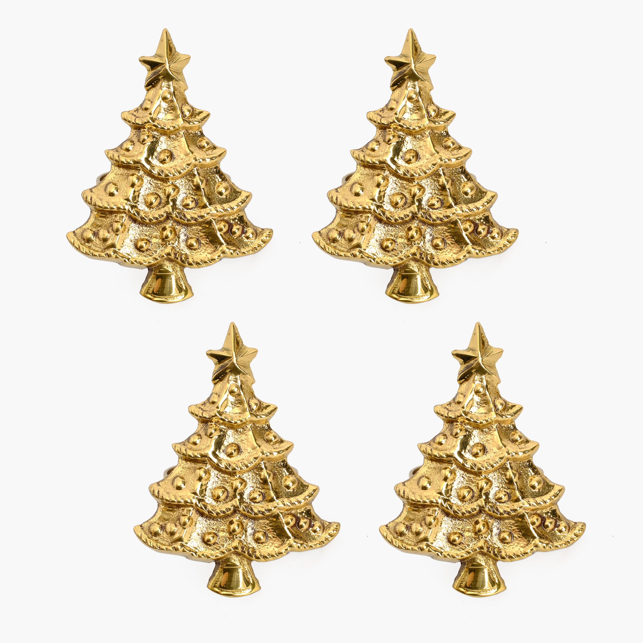 Gold Christmas Tree Napkin Rings (Set of 4)