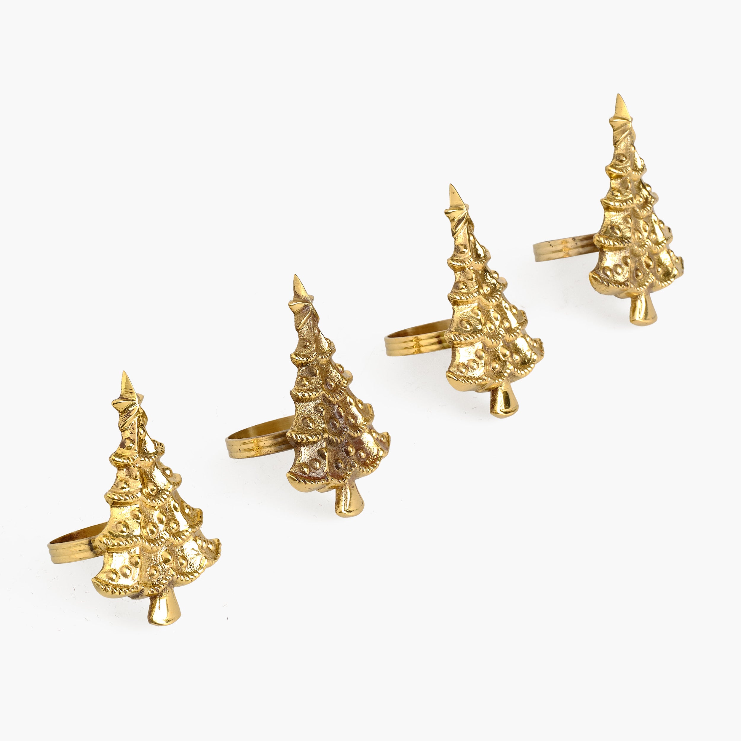 Gold Christmas Tree Napkin Rings (Set of 4)