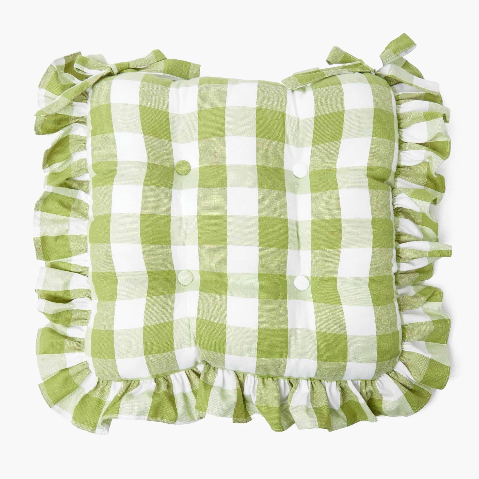 Green Gingham Ruffle Seat Pad Cushion - Mrs. Alice