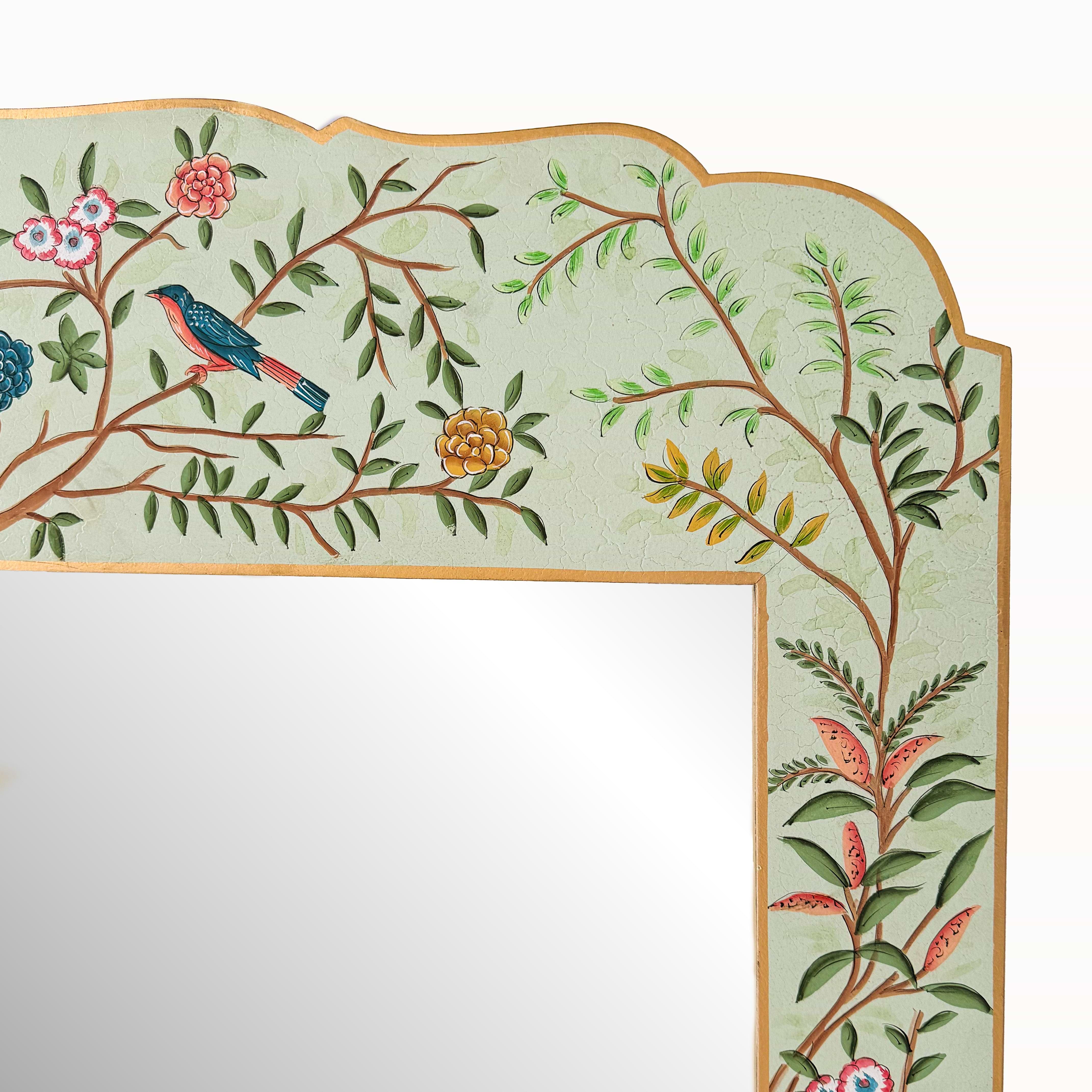 Green Large Chinoiserie Mirror