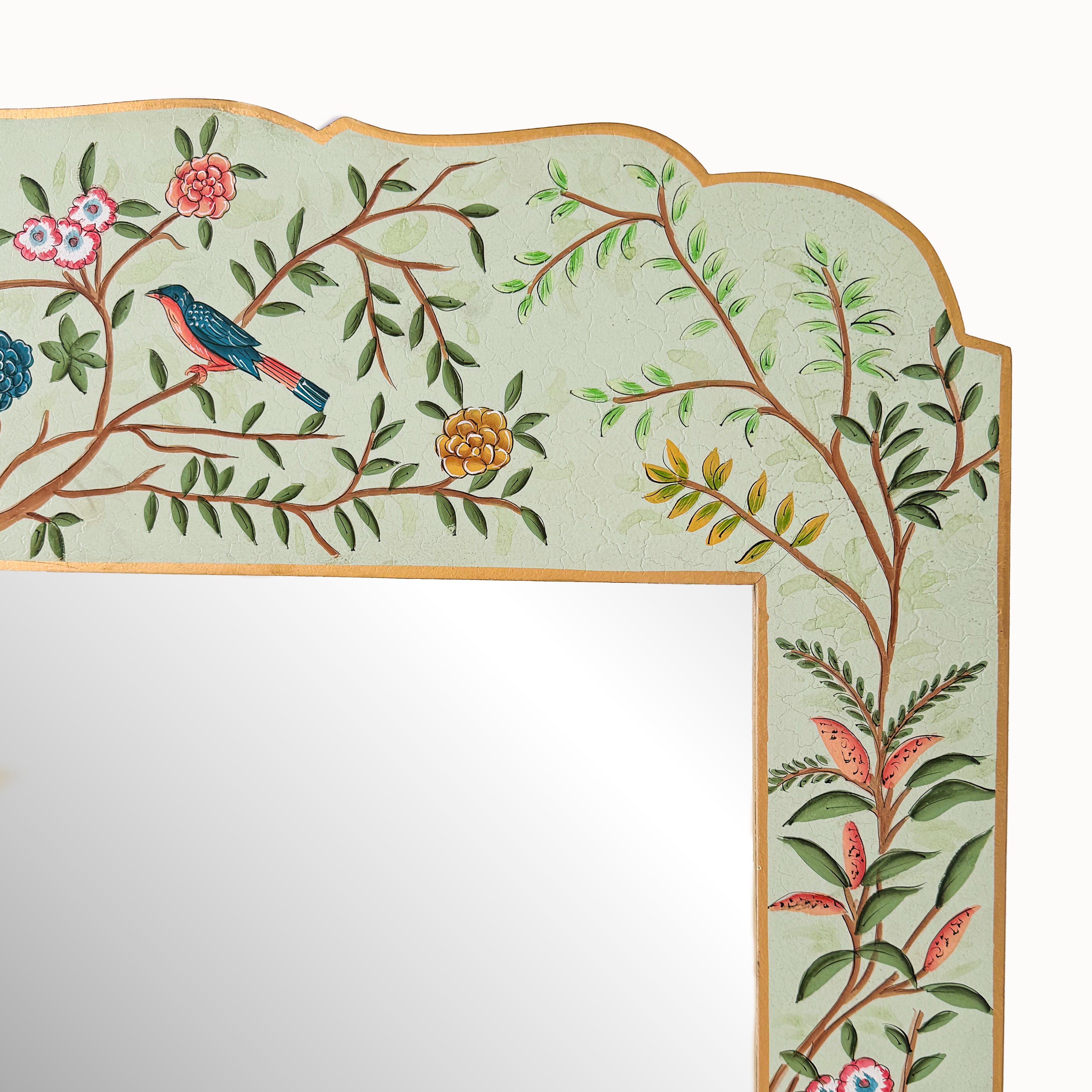 Green Large Chinoiserie Mirror