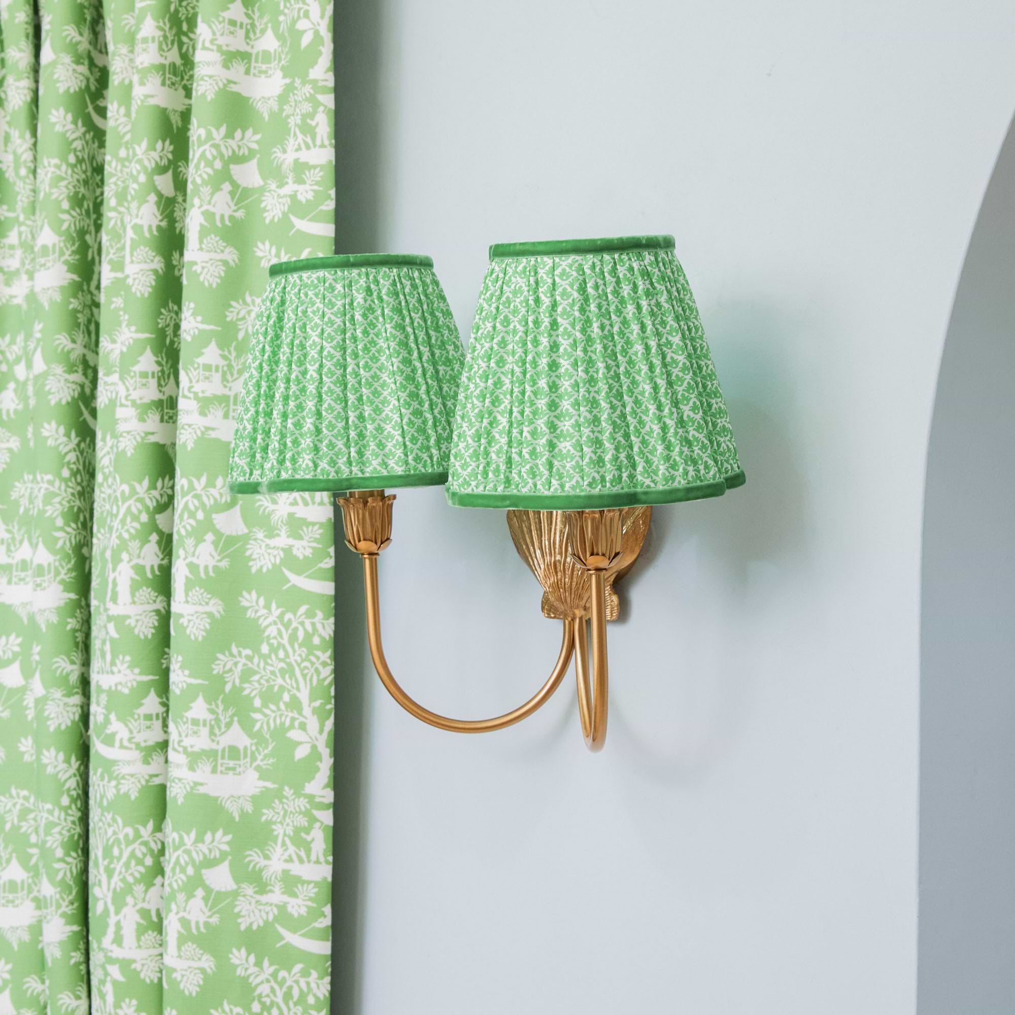 Marina Rechargeable Double Wall Light with Green Lotus Shades (18cm)