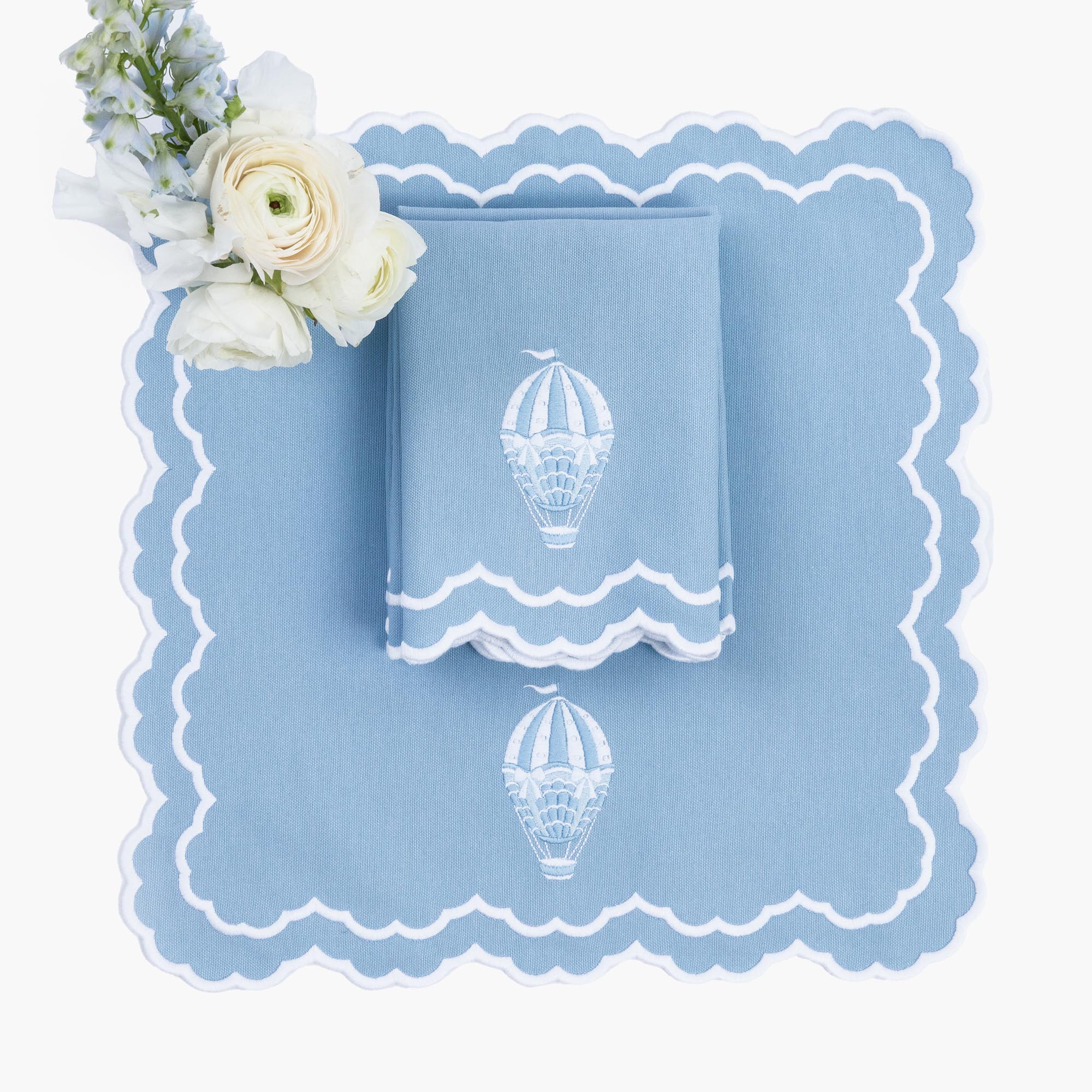Nikki Hot Air Balloon Blue Napkins (Set of 4)