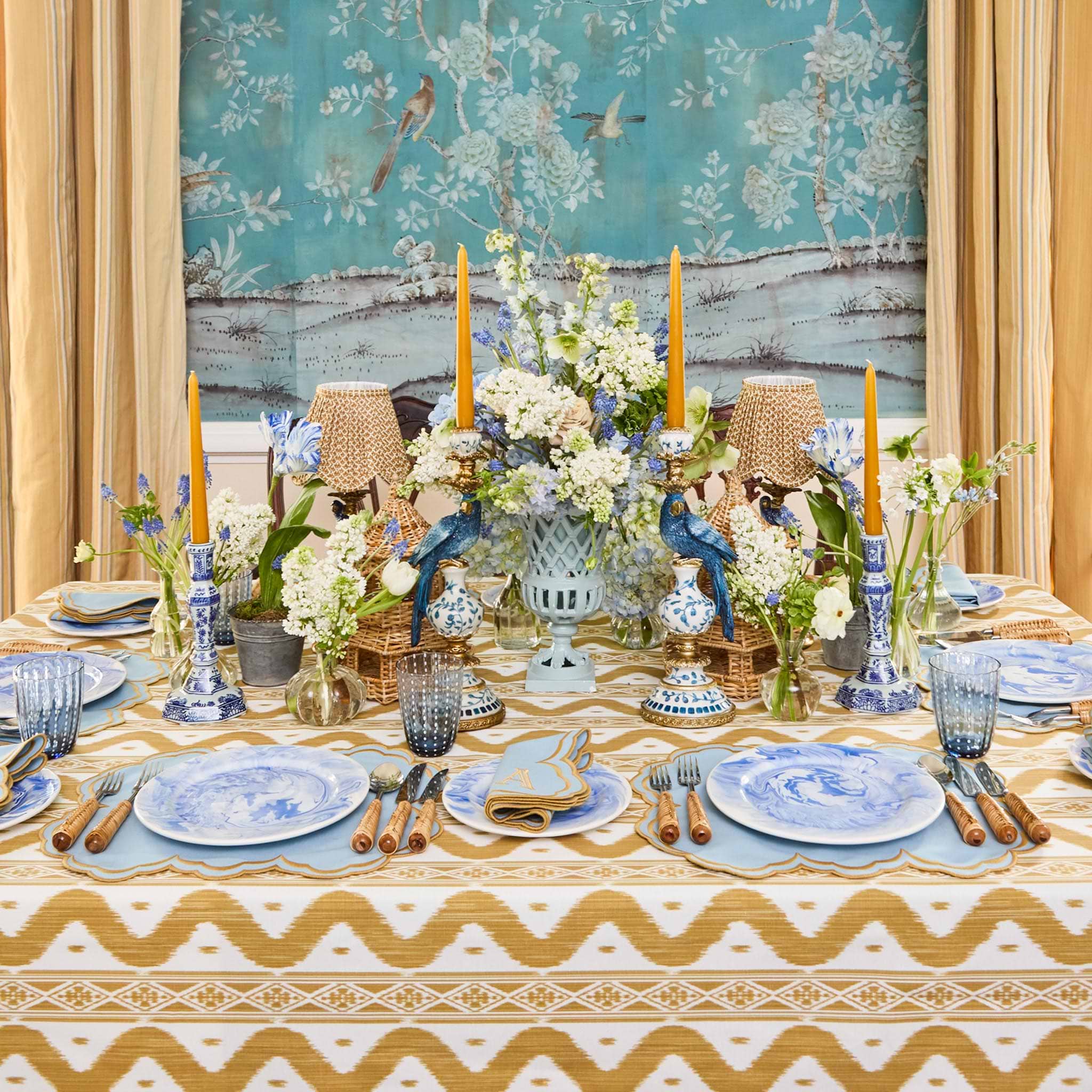 Serena Blue & White Delft Candlesticks, Pair | Mrs. Alice