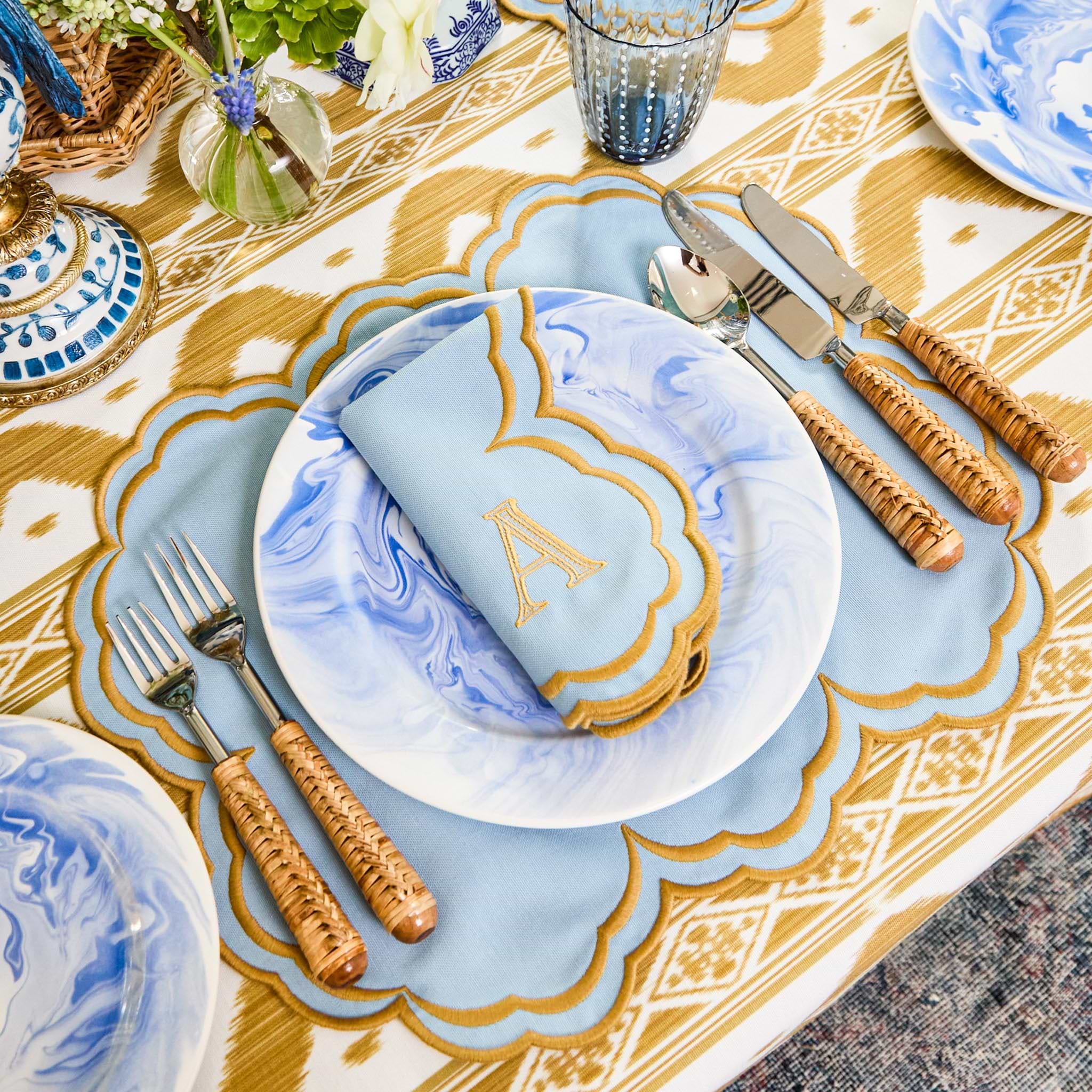 Blue & Caramel Serena Placemats (Set of 4)