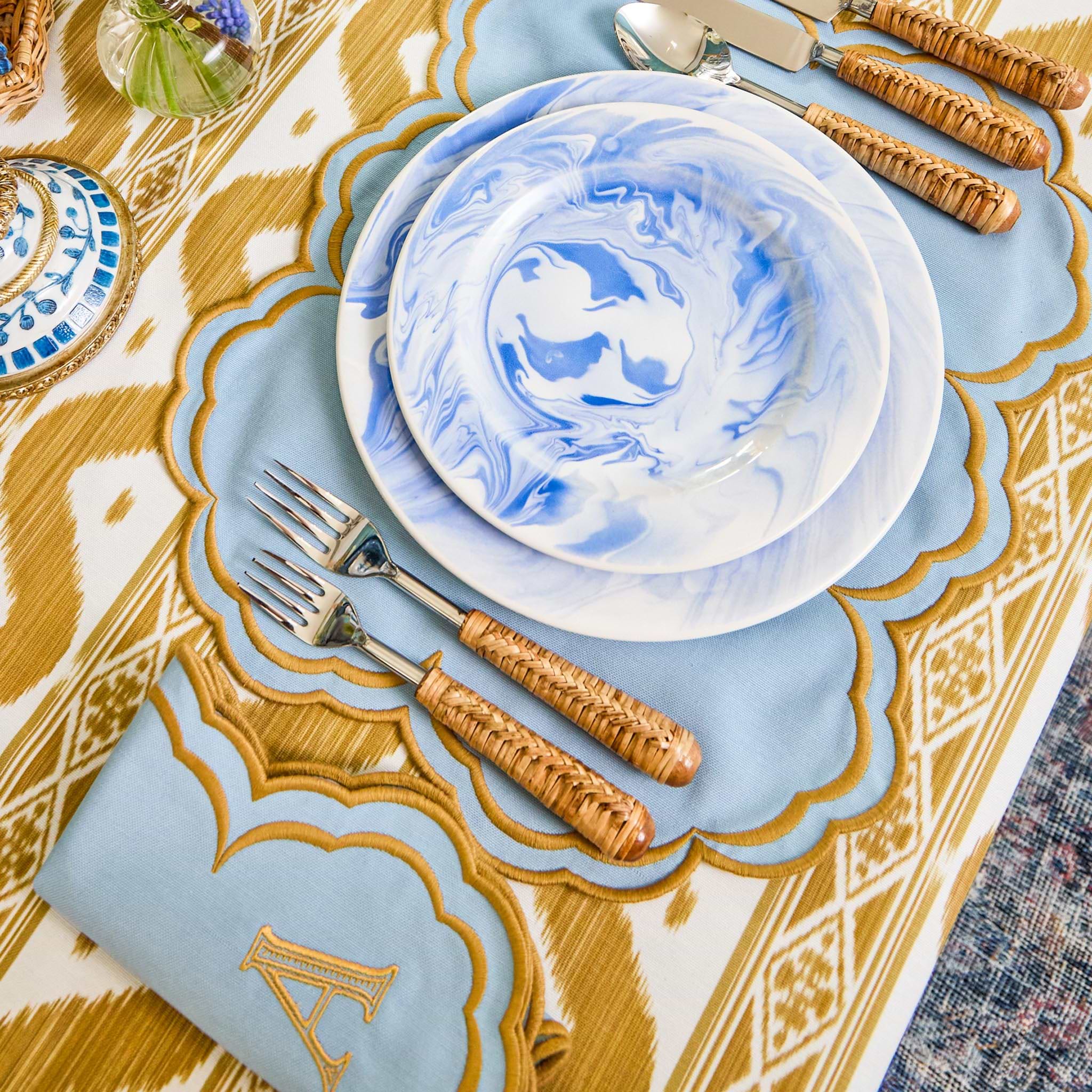 Blue & Caramel Serena Placemats (Set of 4)