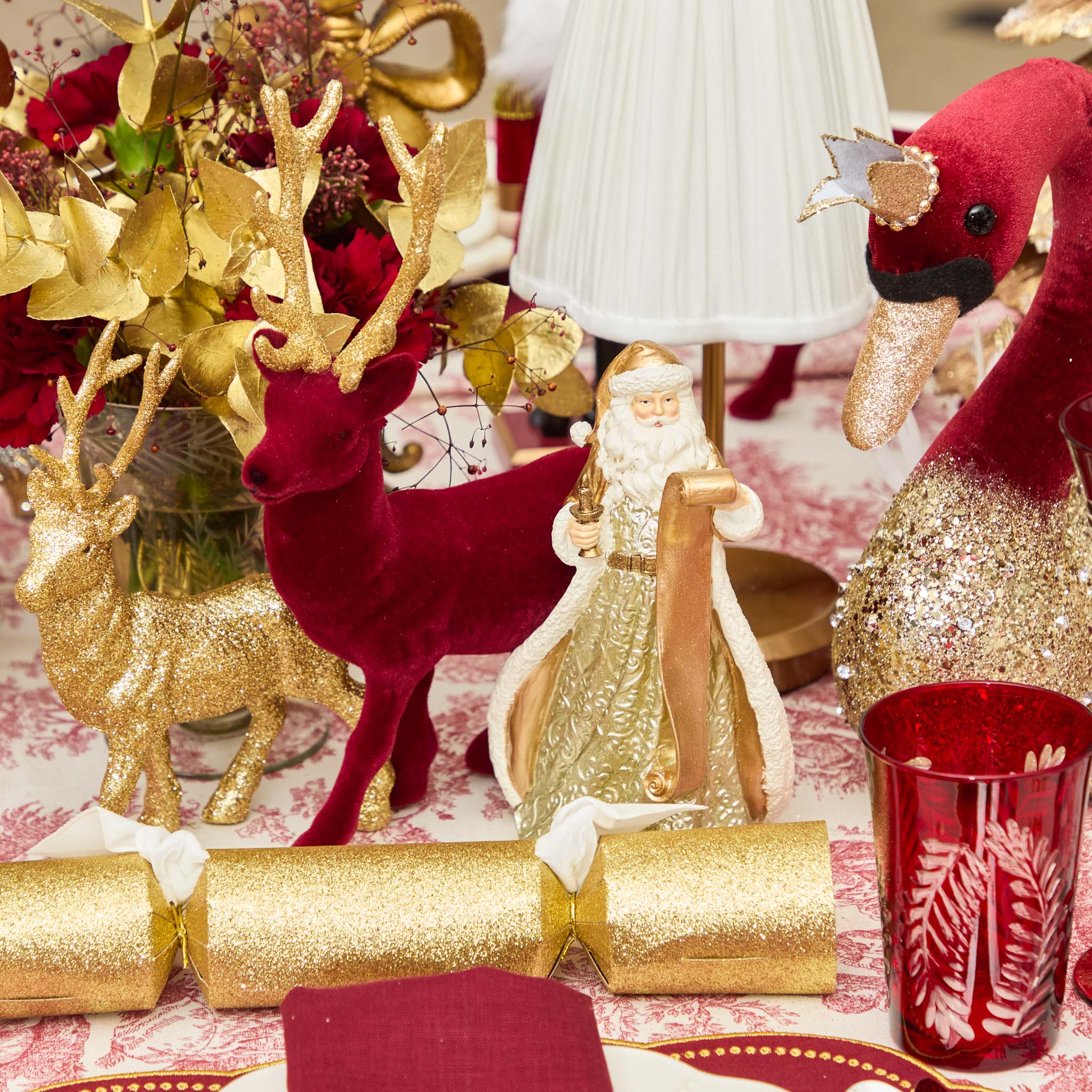 Gold Father Christmas (Pair) - 20cm