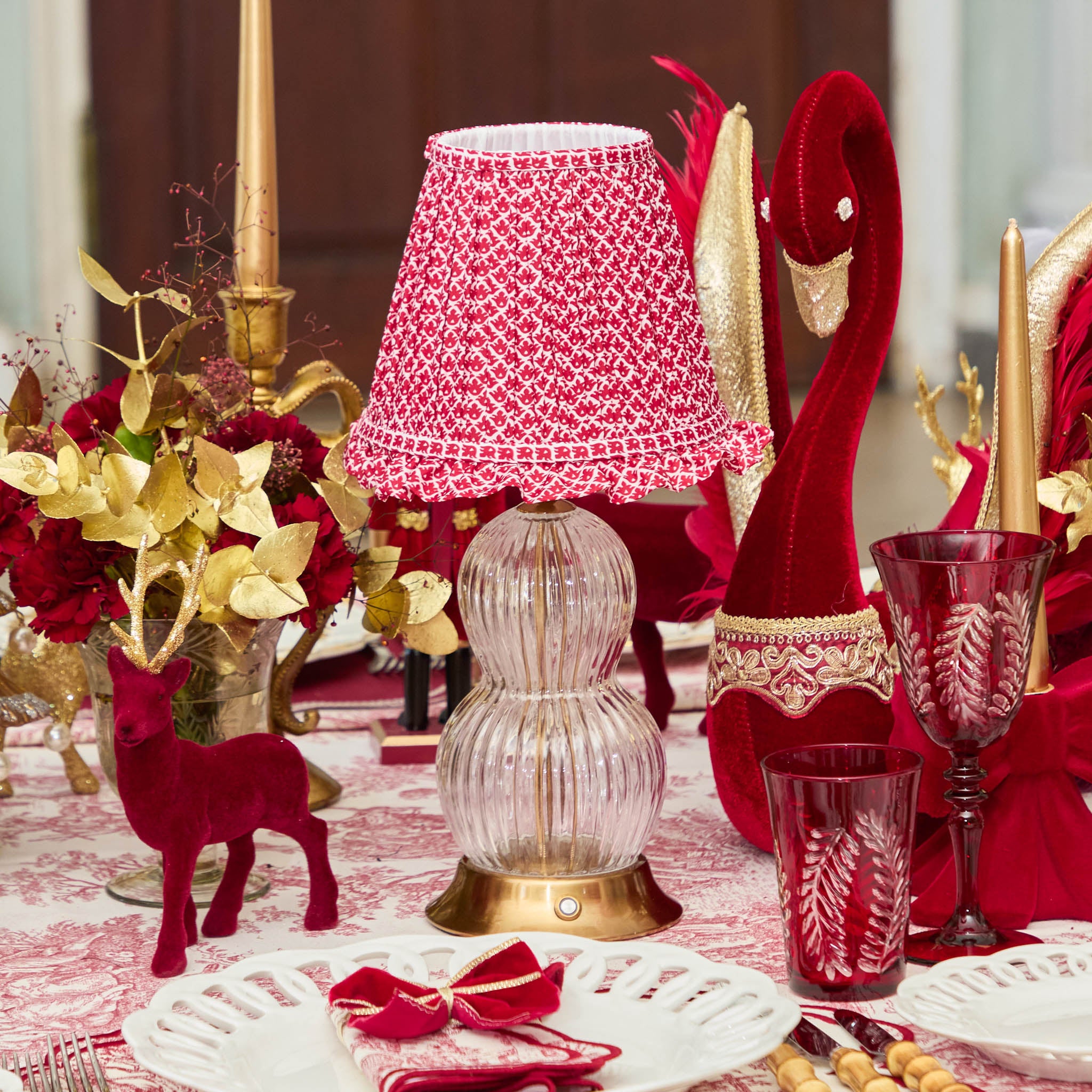 Red Lotus Ruffle Lampshade (18cm)