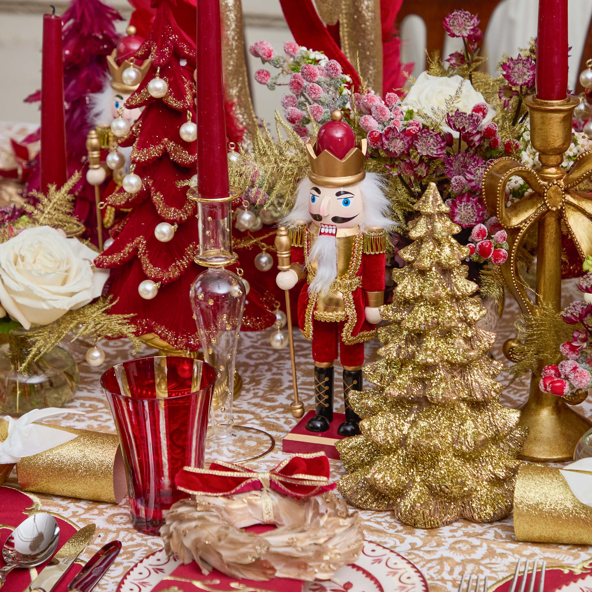 Burgundy & Gold Nutcrackers (Set of 3)