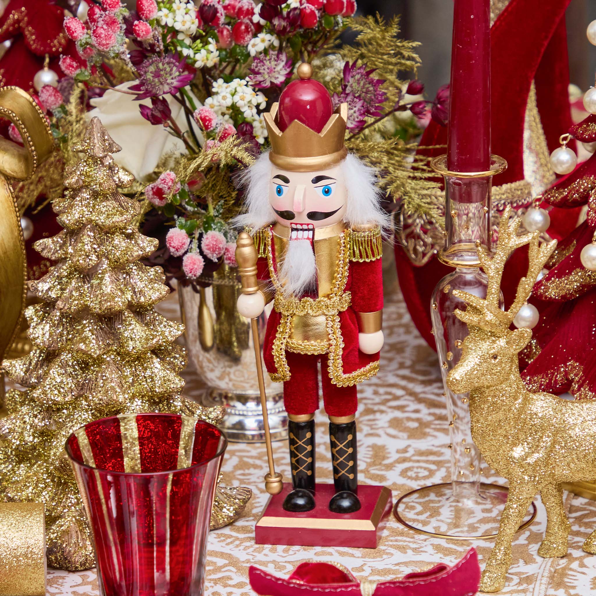 Burgundy & Gold Nutcrackers (Set of 3)
