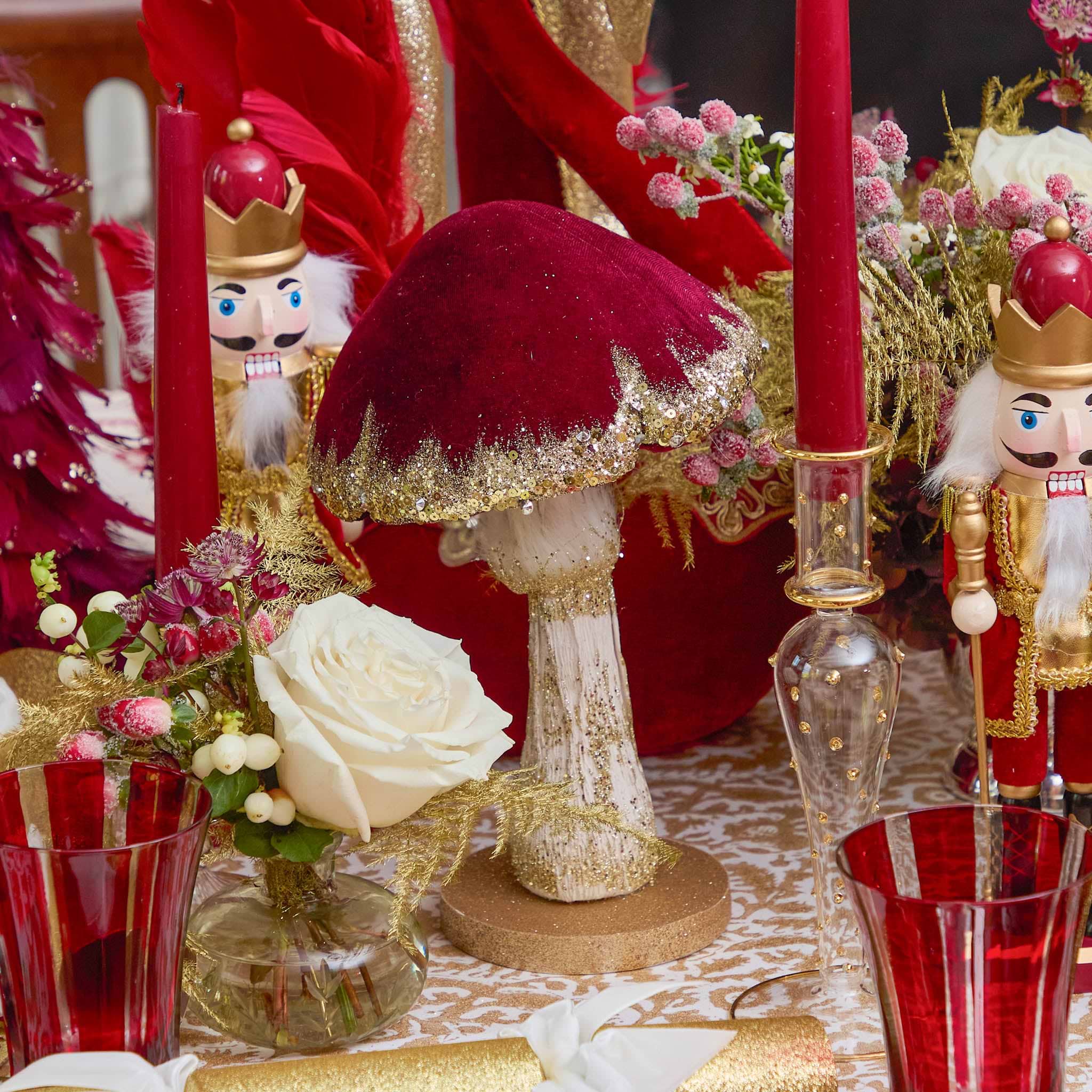 Burgundy Glitter Mushroom (Pair)