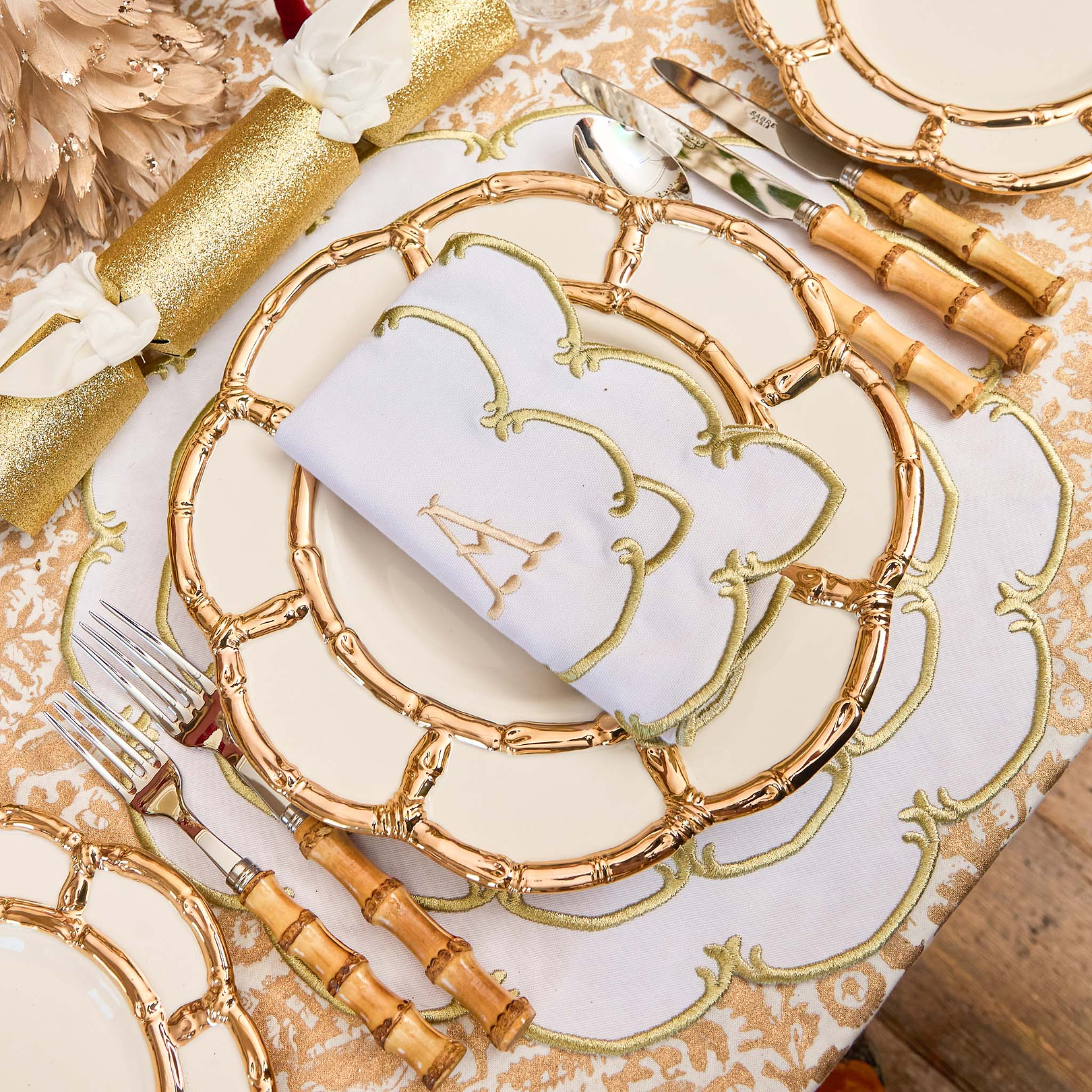 アクセサリー garni crockery bamboo pierce Gold Petal Bamboo Ceramic Starter Plate