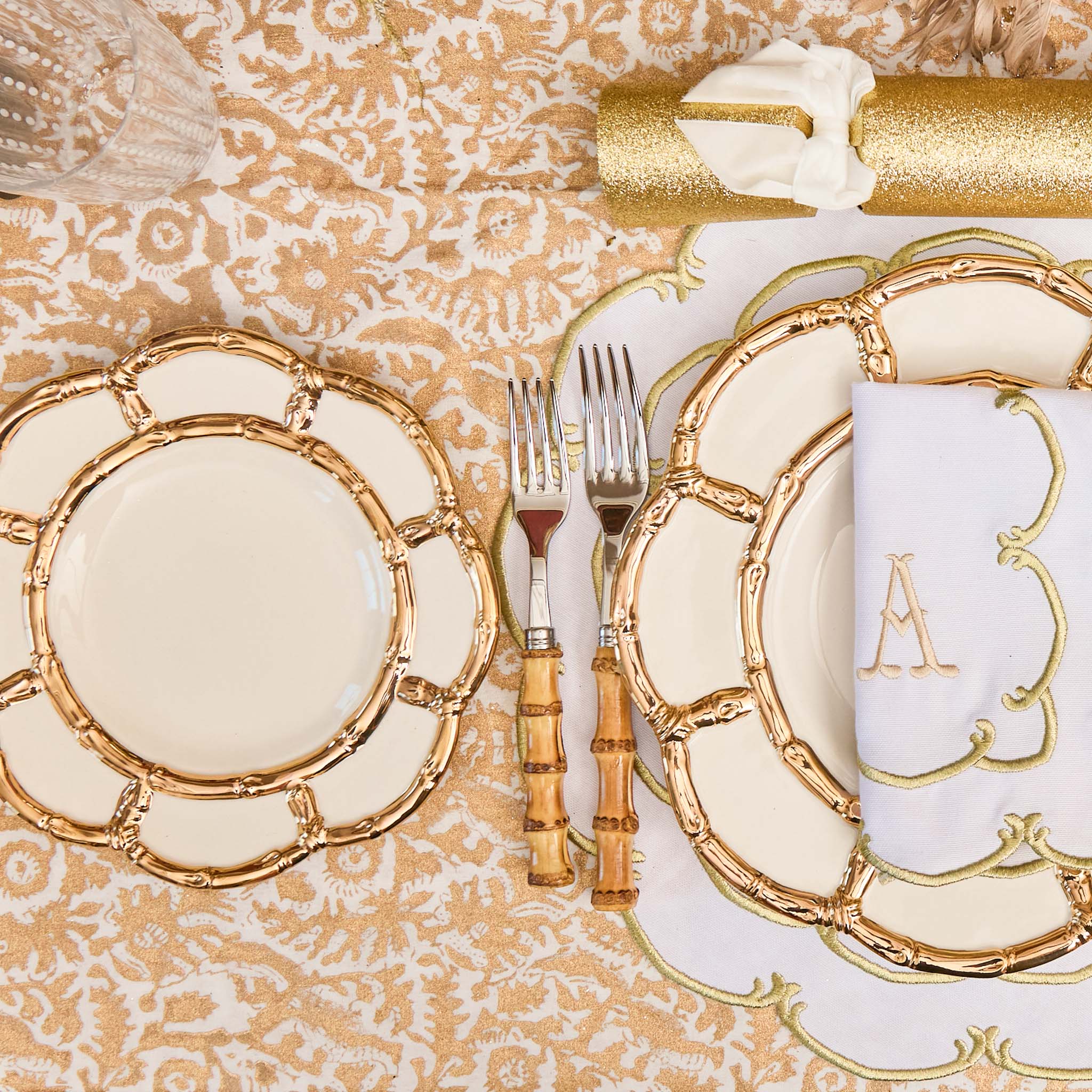 Gold Petal Bamboo Ceramic Starter Plate