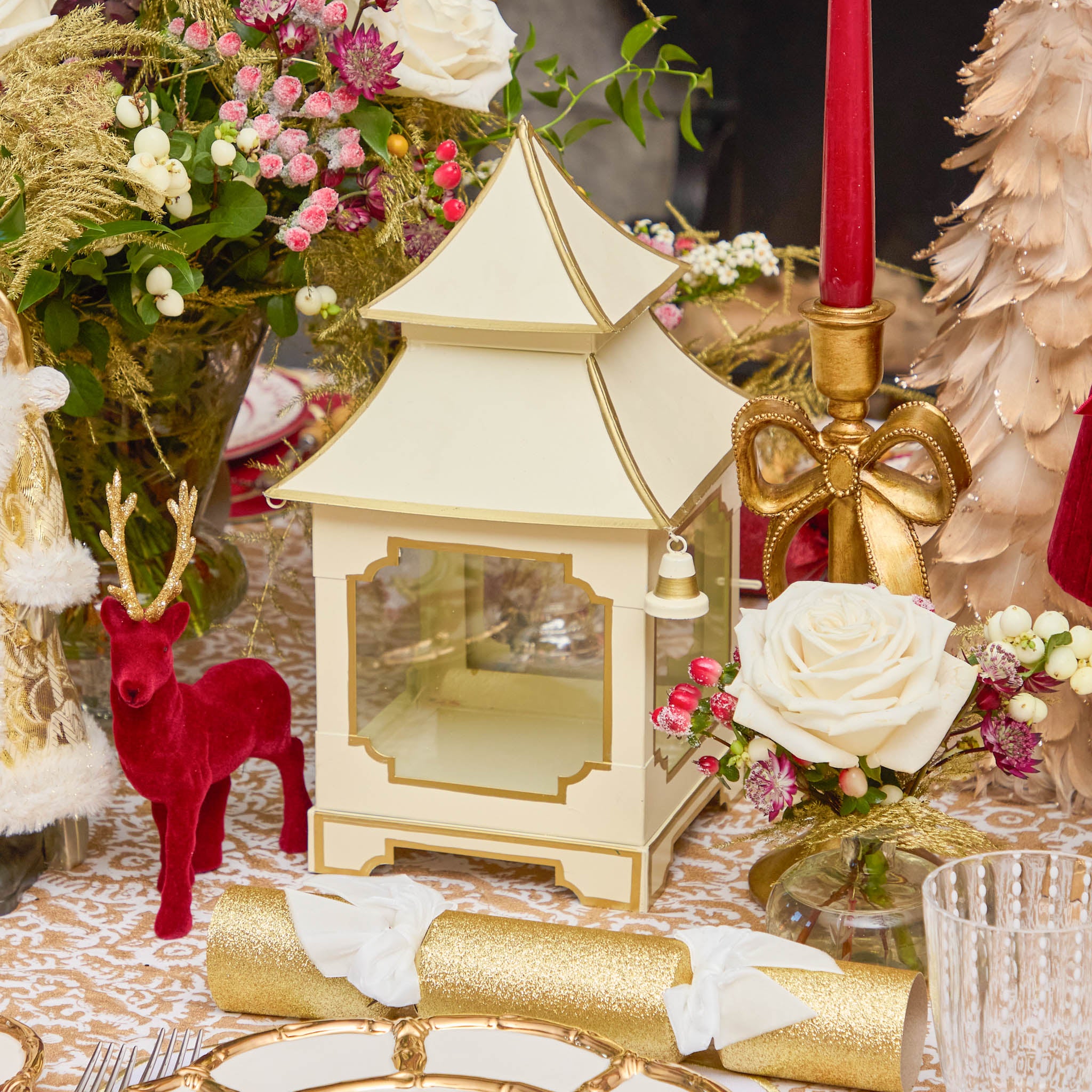 White & Gold Pagoda Lantern