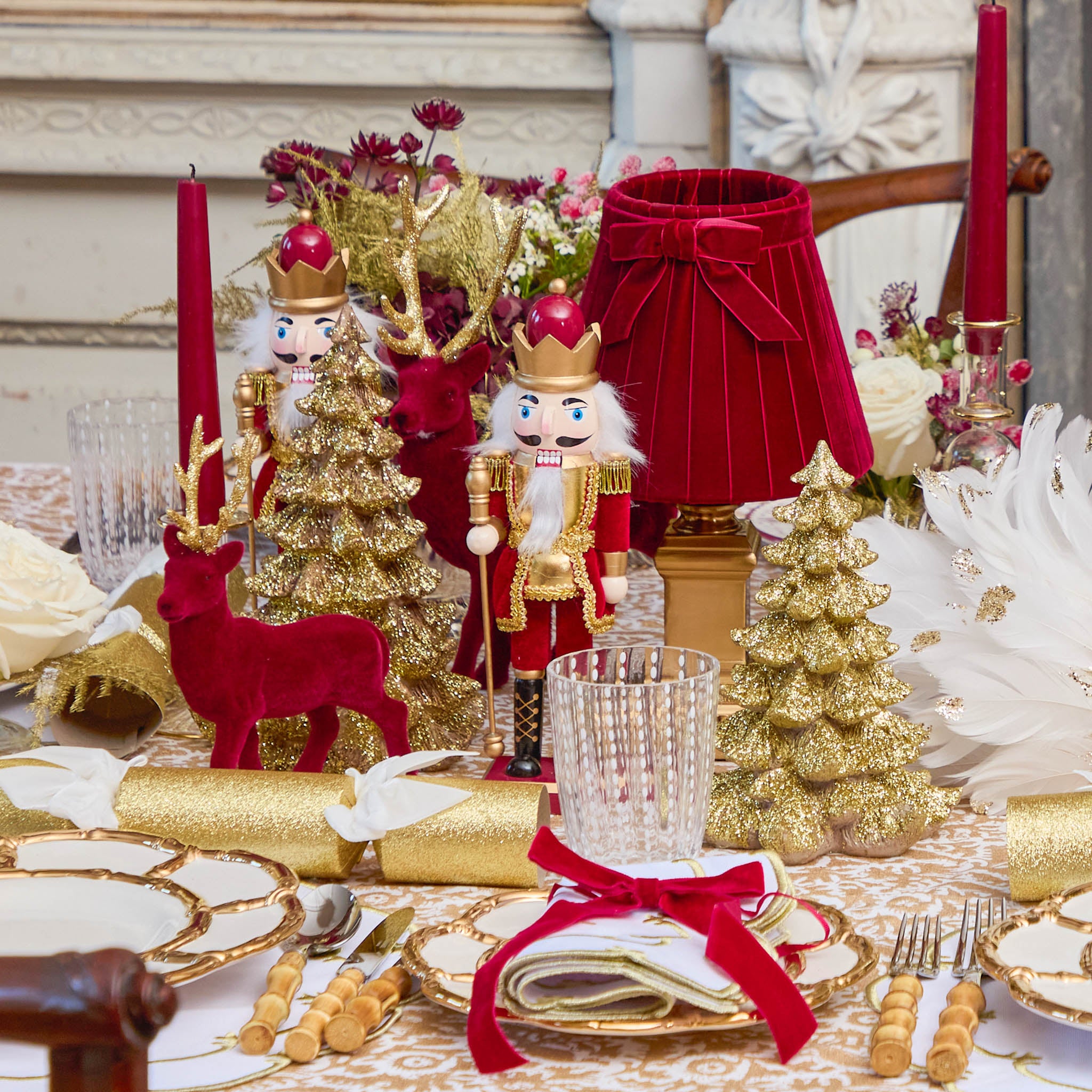Burgundy & Gold Nutcrackers (Set of 3)