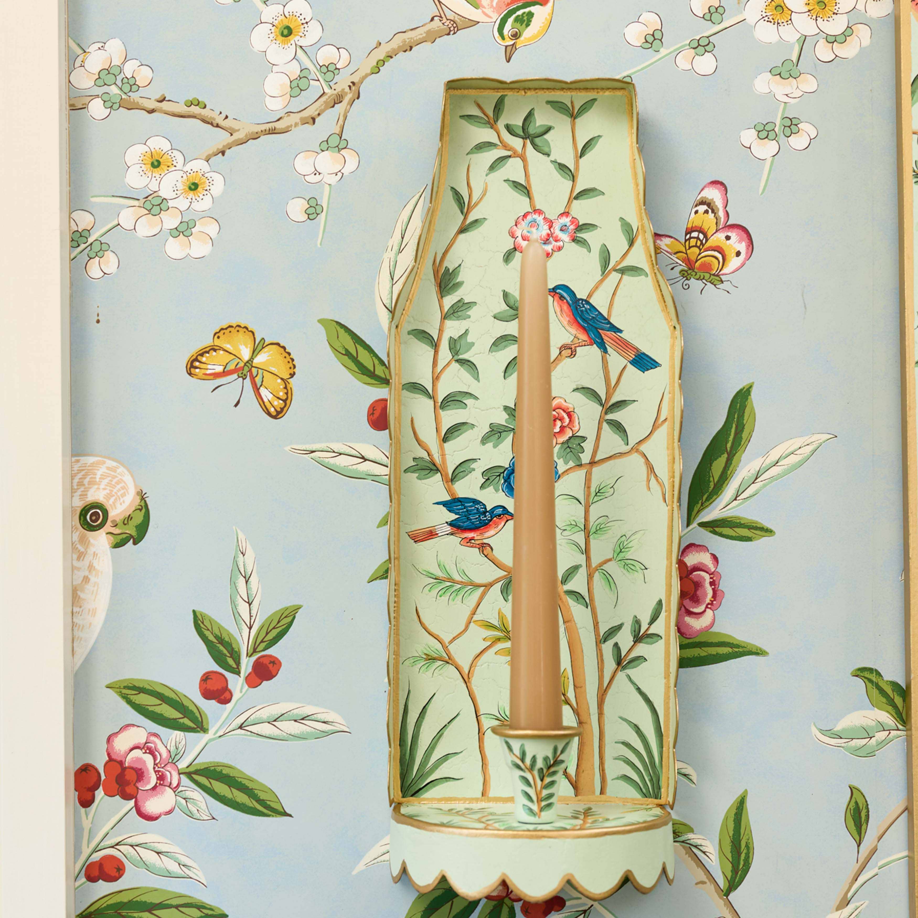 Green Chinoiserie Candle Sconce