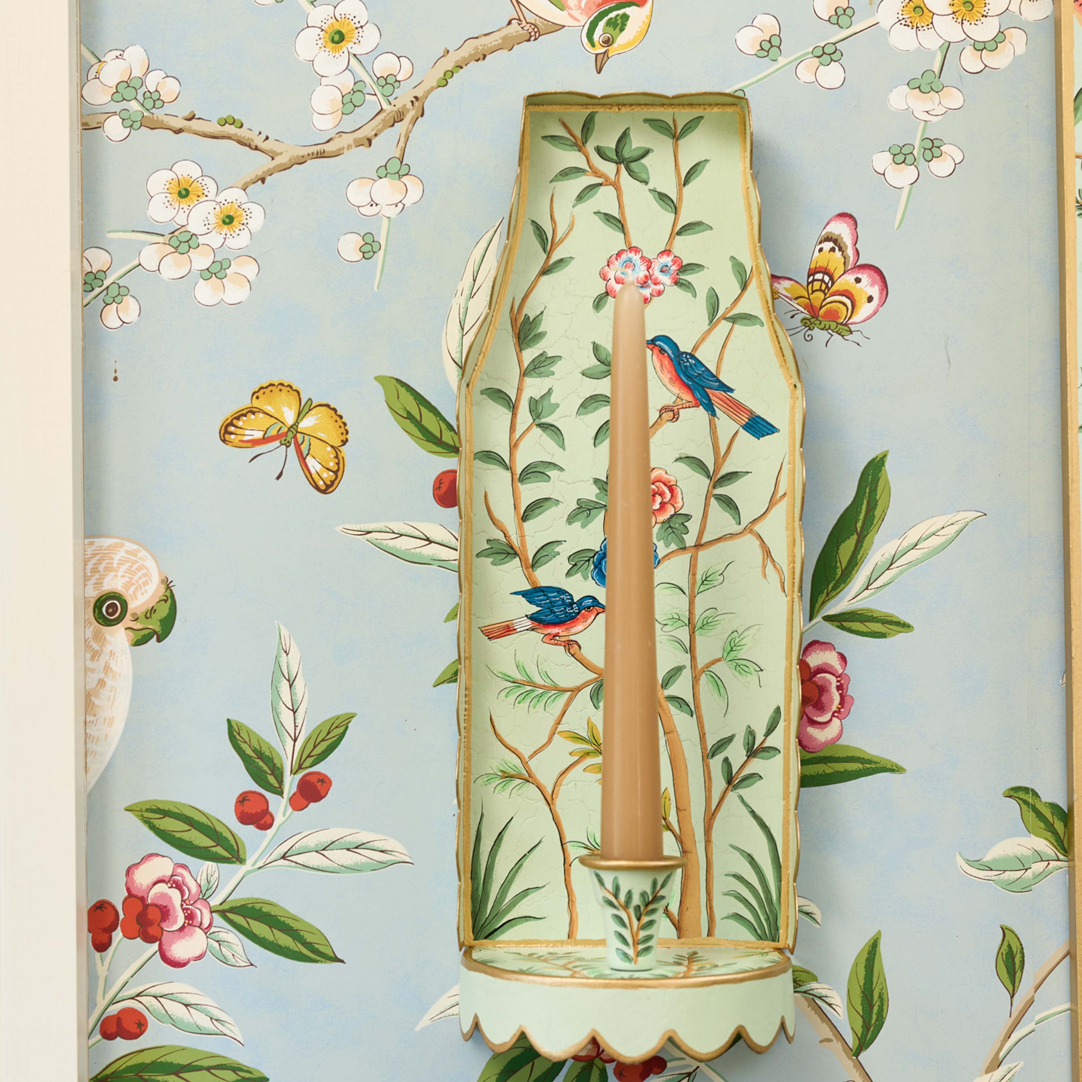 Green Chinoiserie Candle Sconce