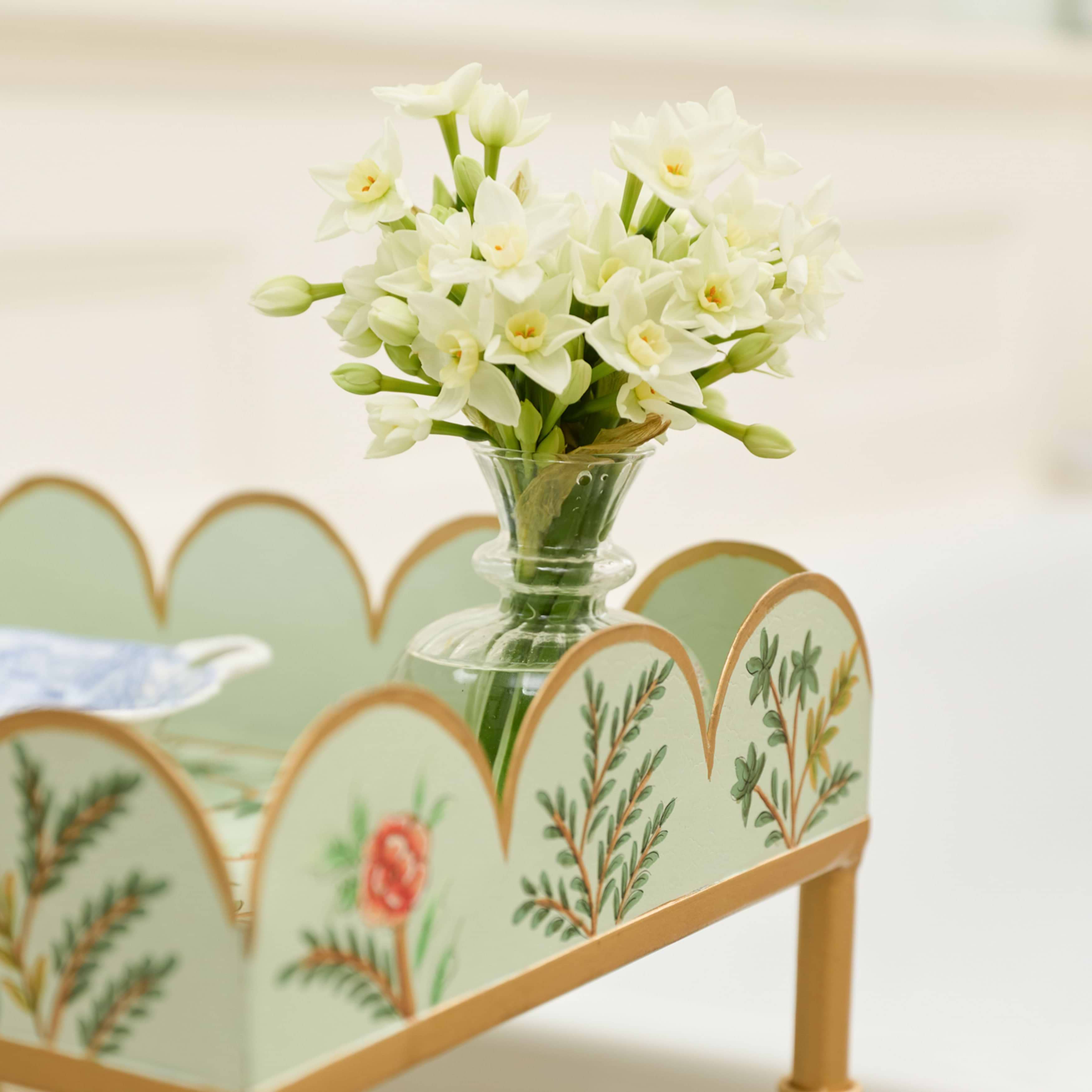 Green Chinoiserie Tiered Side Table