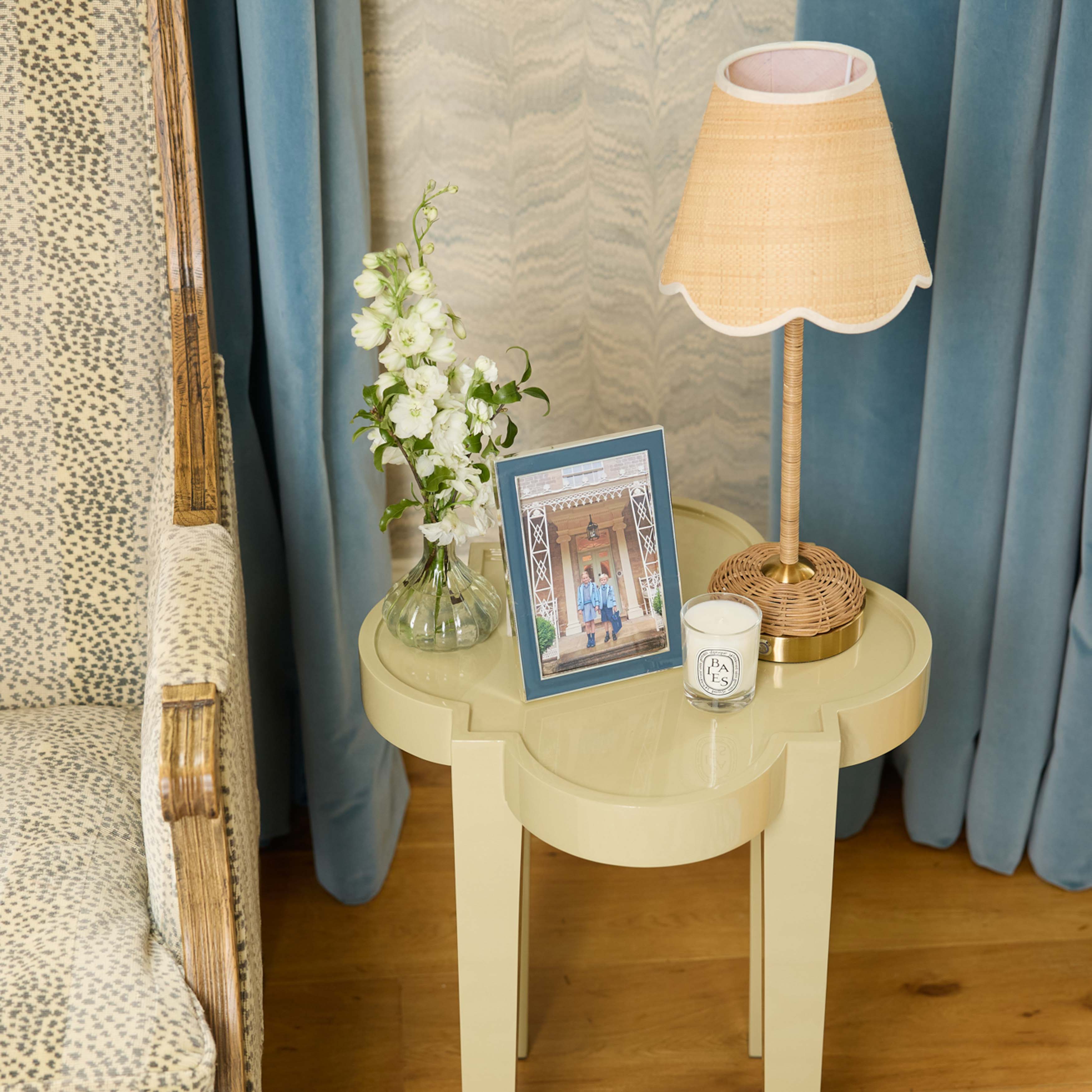 Putty Lacquer Quatrefoil Side Table