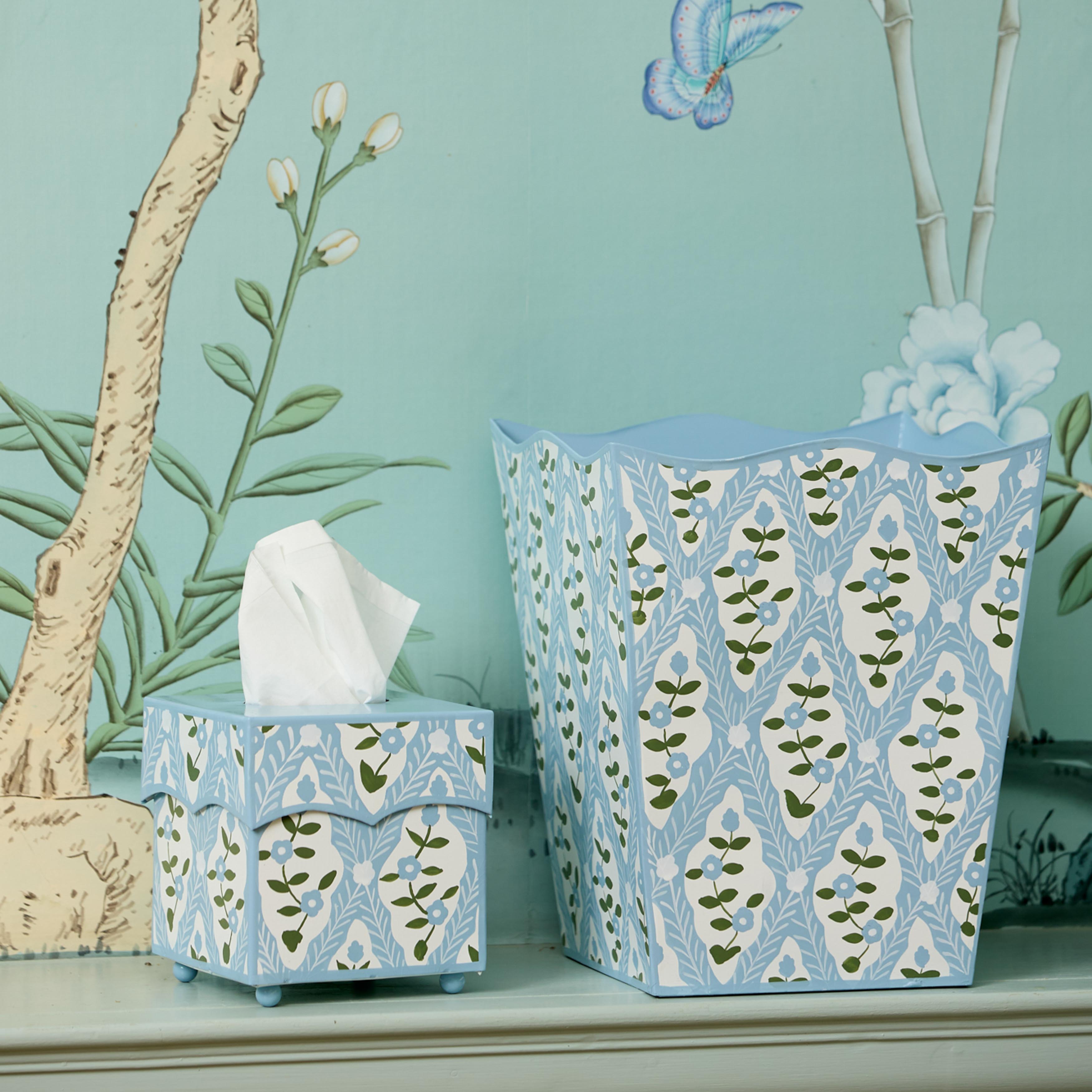 Blue Floral Trellis Bin