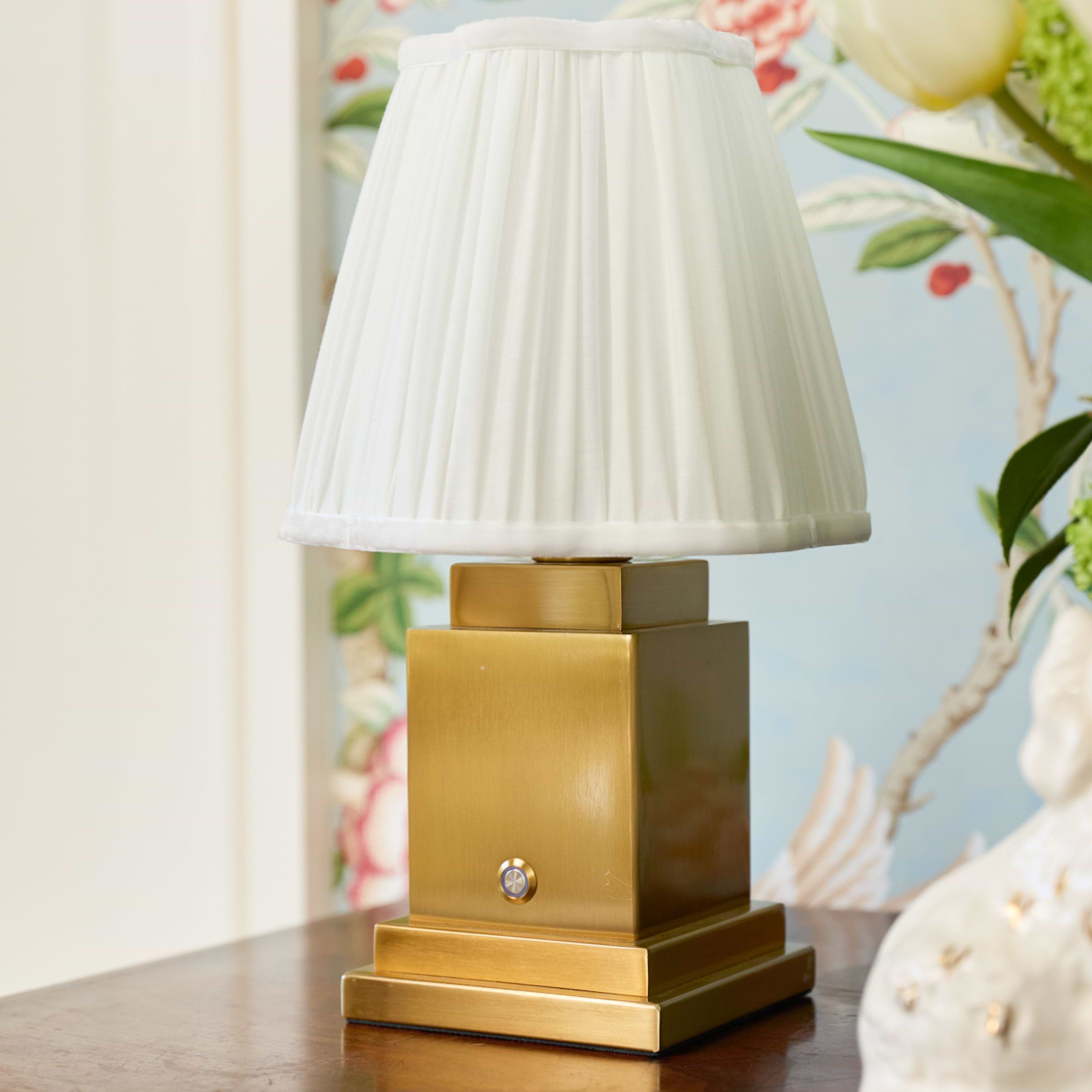 Square Rechargeable Lamp with Cream Shade (18cm)