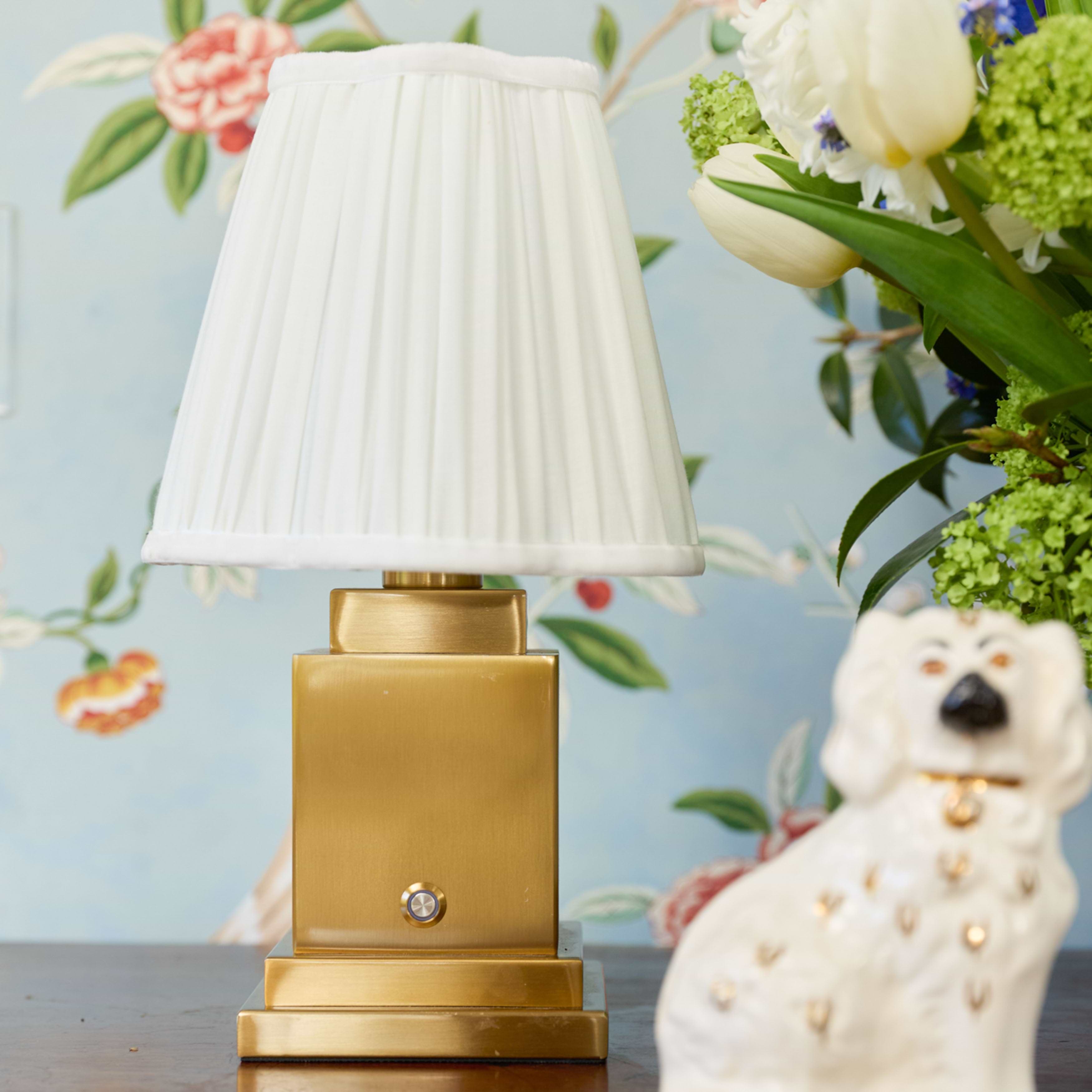Square Rechargeable Lamp with Cream Shade (18cm)