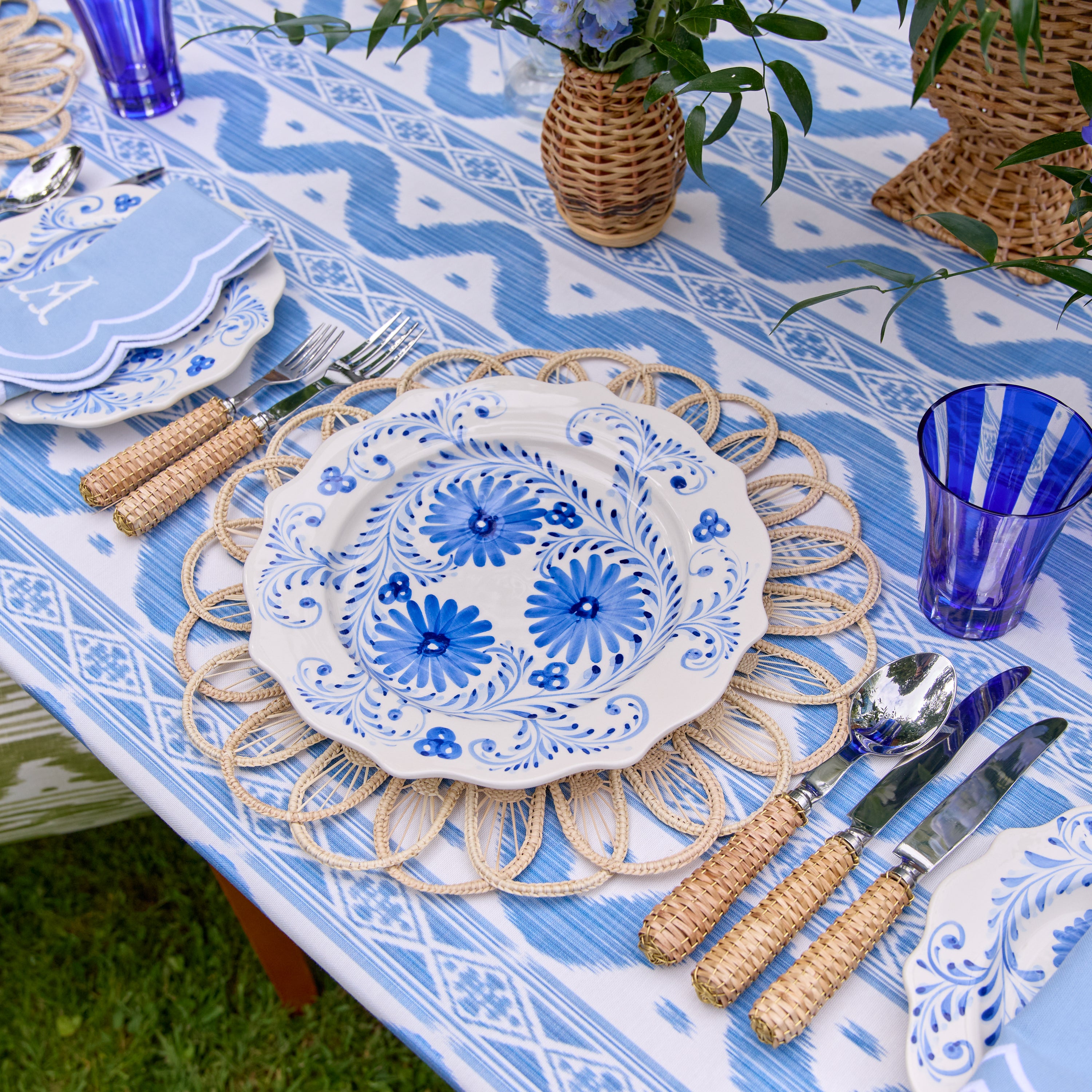 Blue Ikat Tablecloth