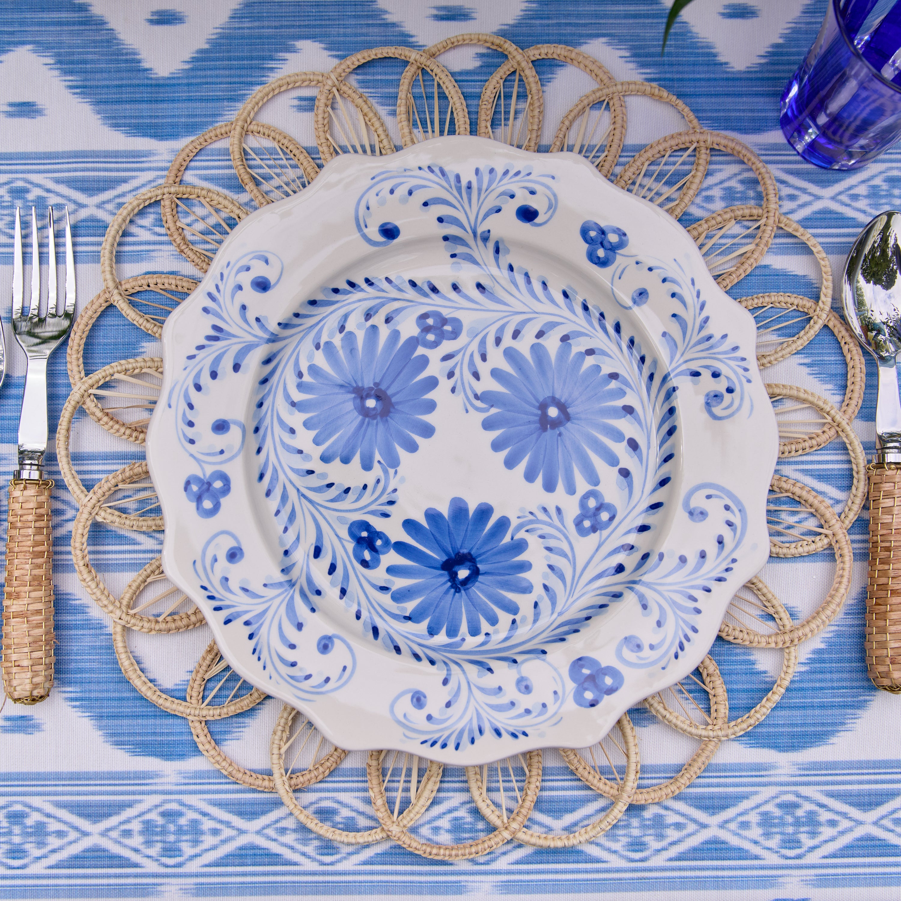 Blue Flowers Dinner Plates (Set of 4)