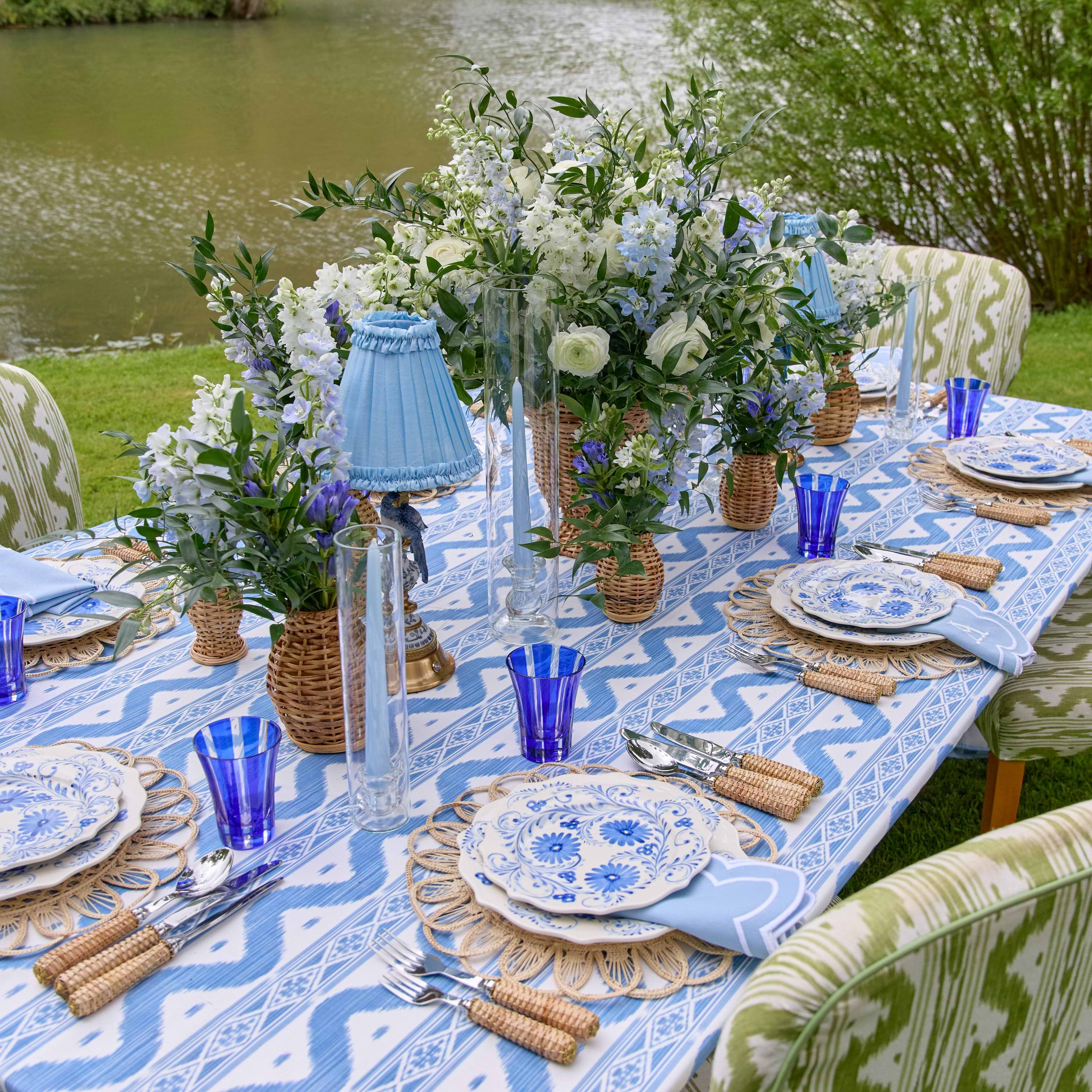 Blue Ikat Tablecloth