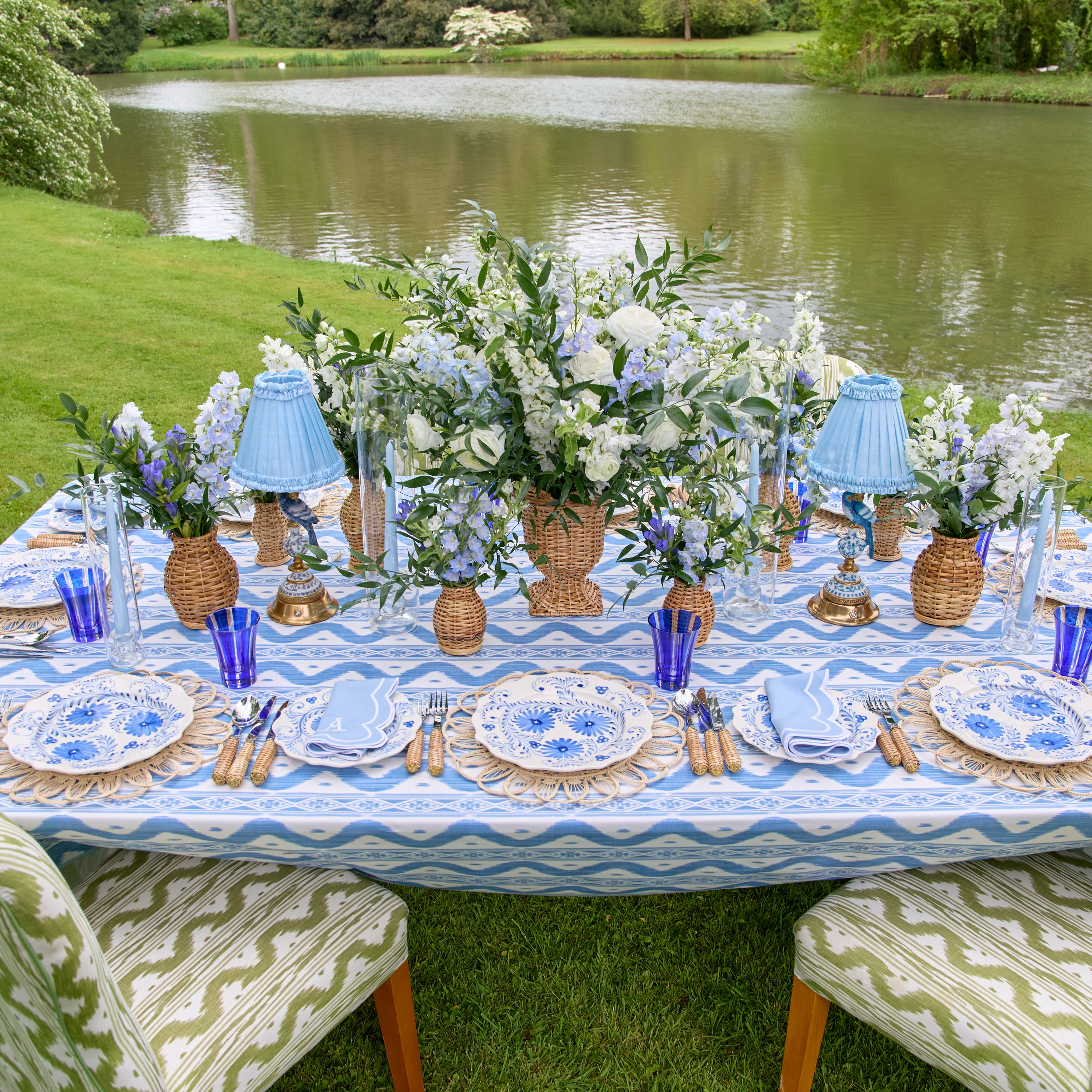 Blue Ikat Tablecloth