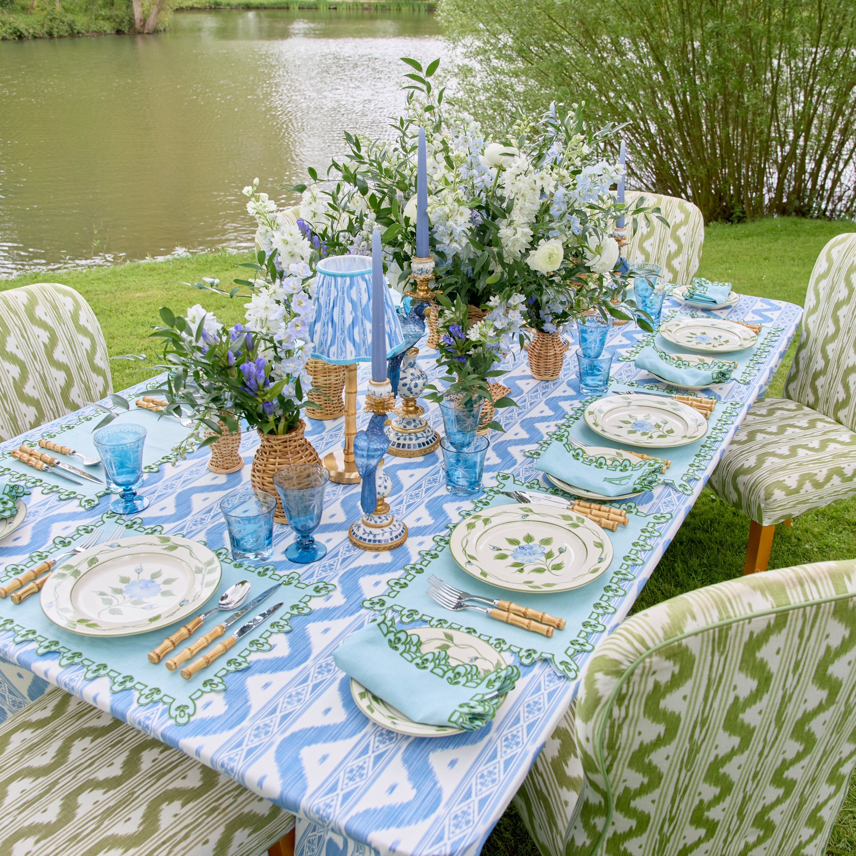 Blue Palm Glassware (Set of 8)