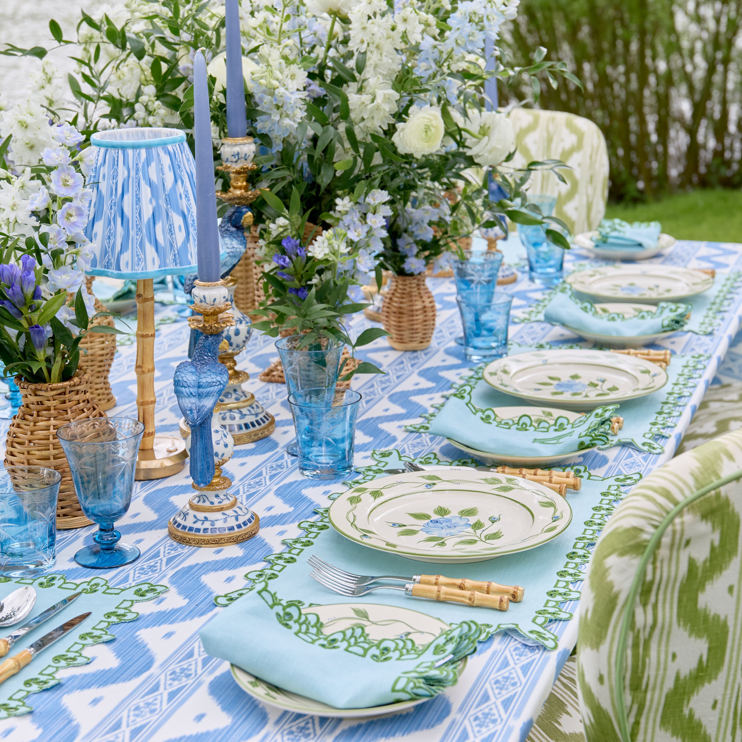 Blue Palm Glassware (Set of 8)