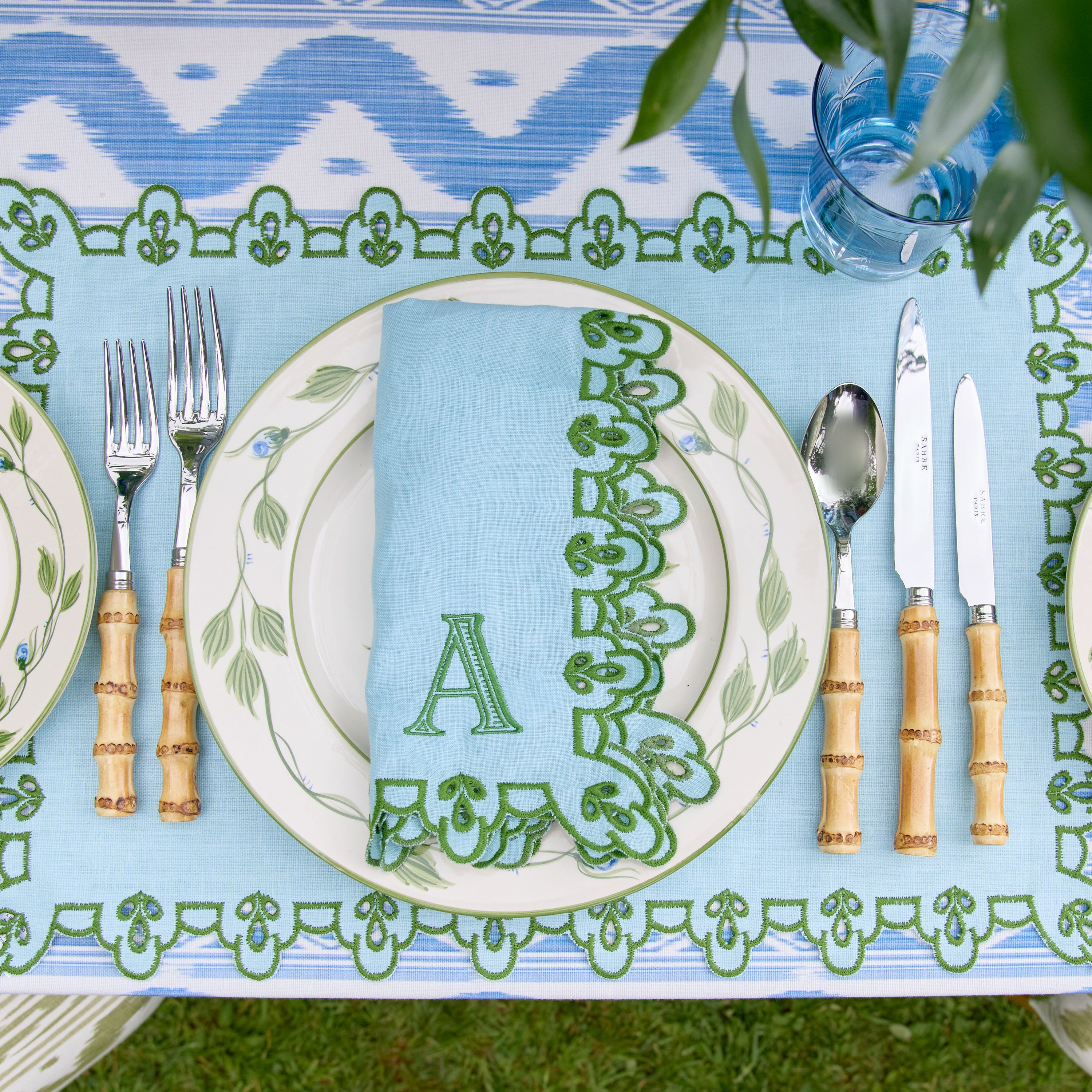 Blue & Green Sophia Placemats & Napkins (Set of 4)