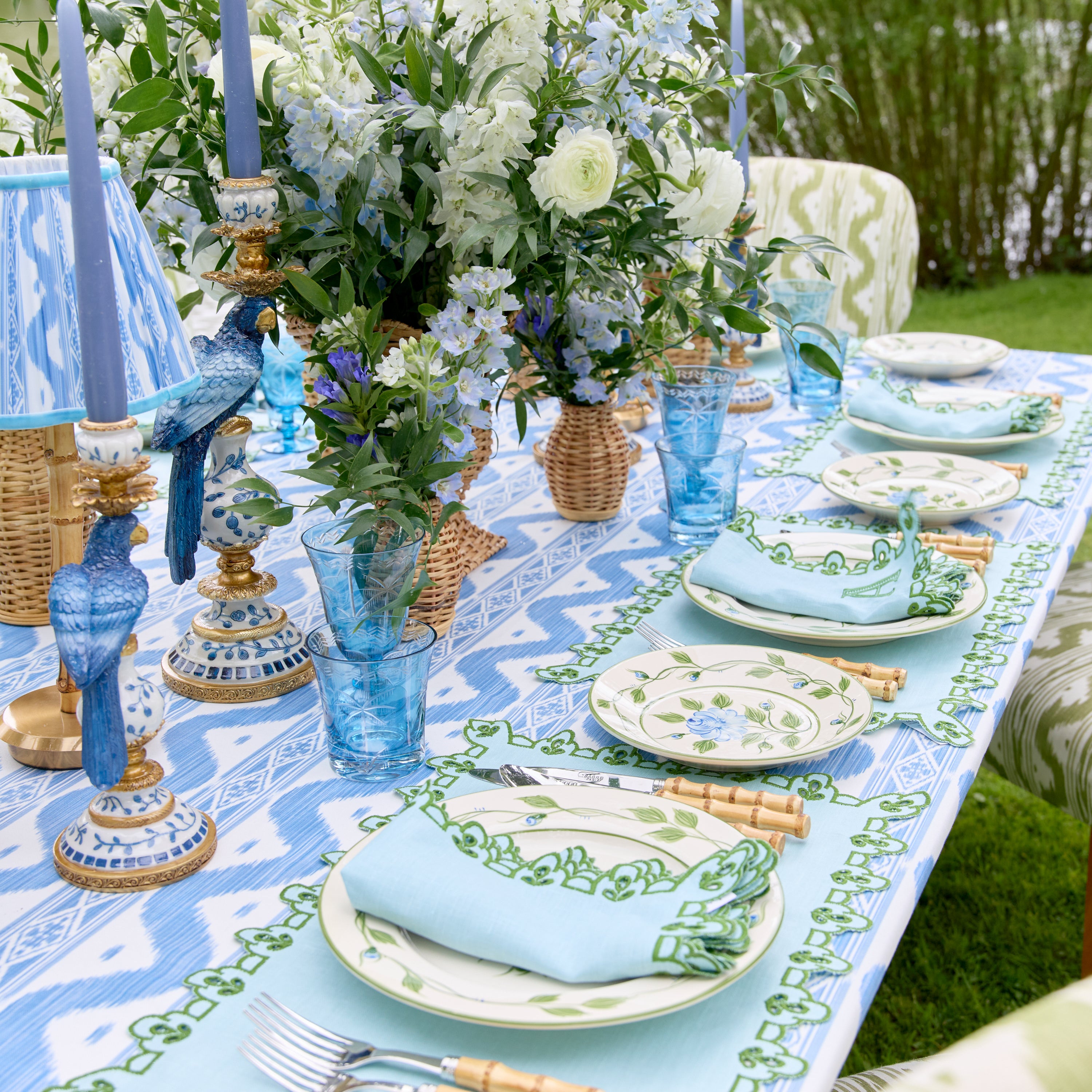 Blue & Green Sophia Placemats & Napkins (Set of 4)
