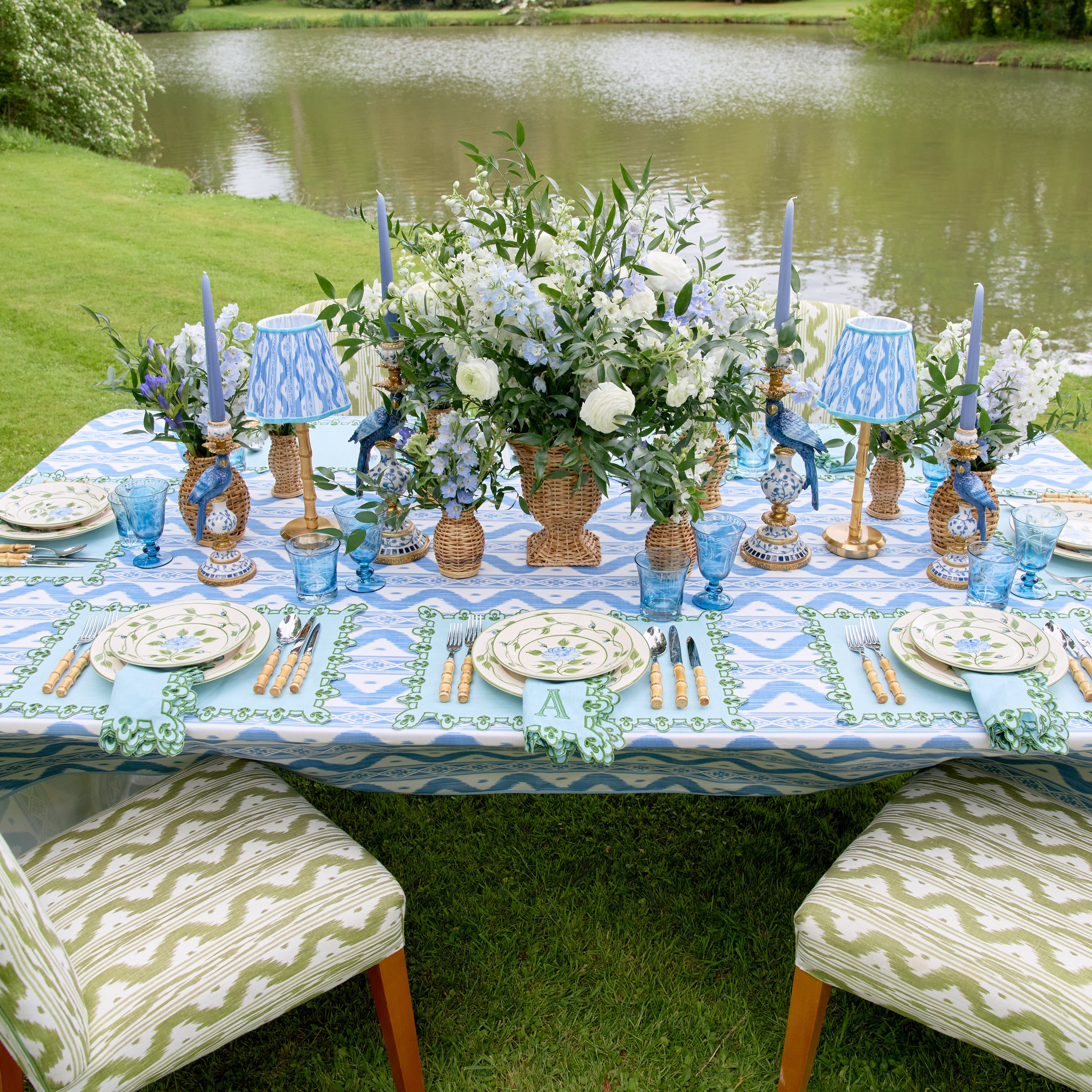Blue Parrot Candle Holder Set