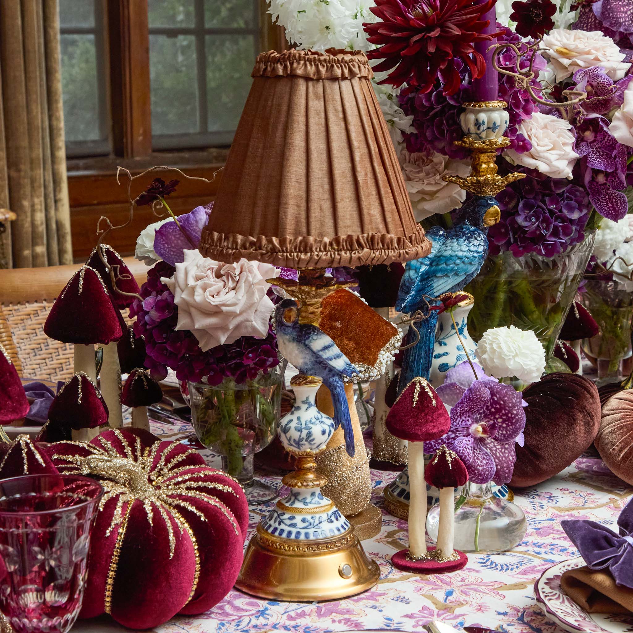 Brown Frilled Silk Lampshade (18cm)