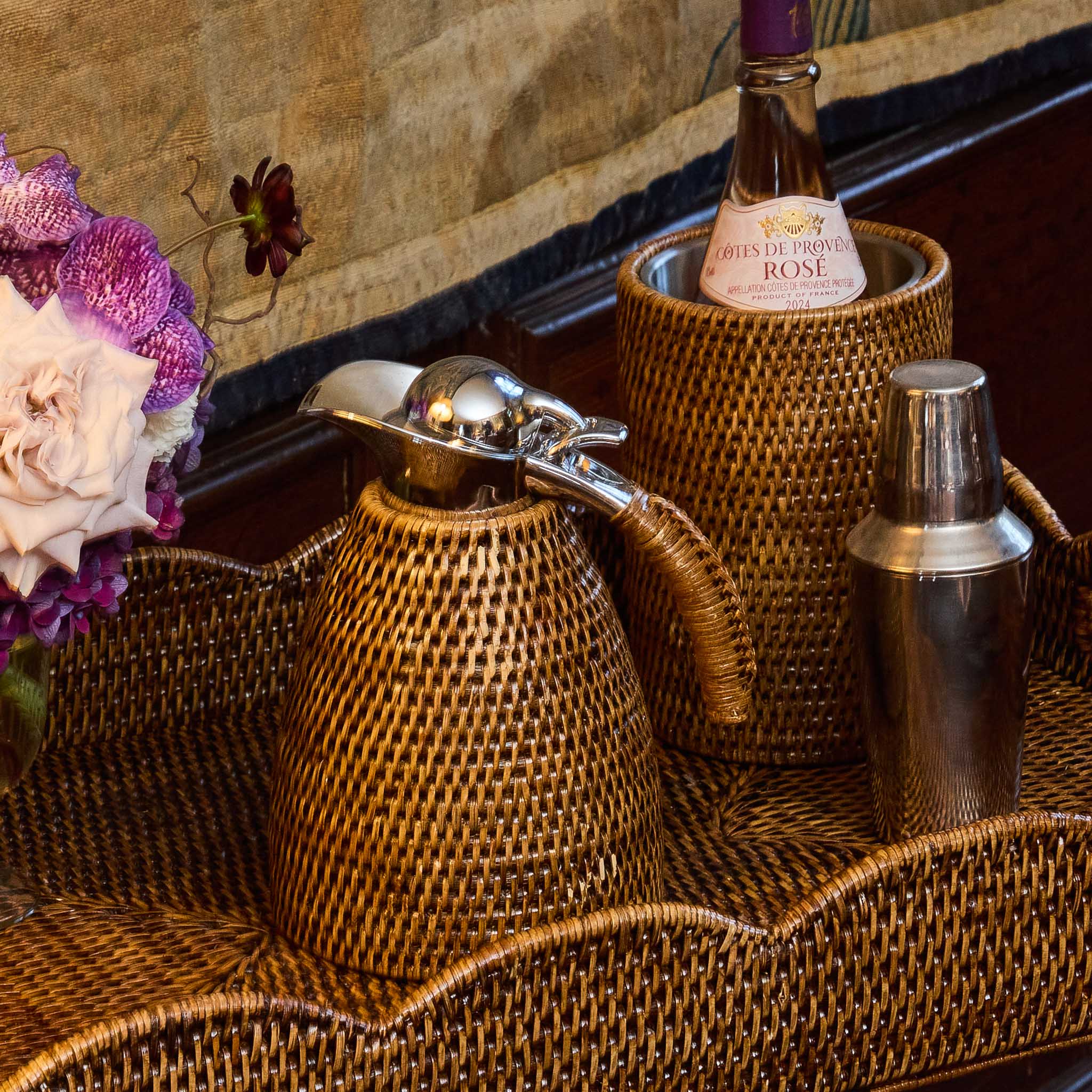 Dark Brown Rattan Wine Cooler