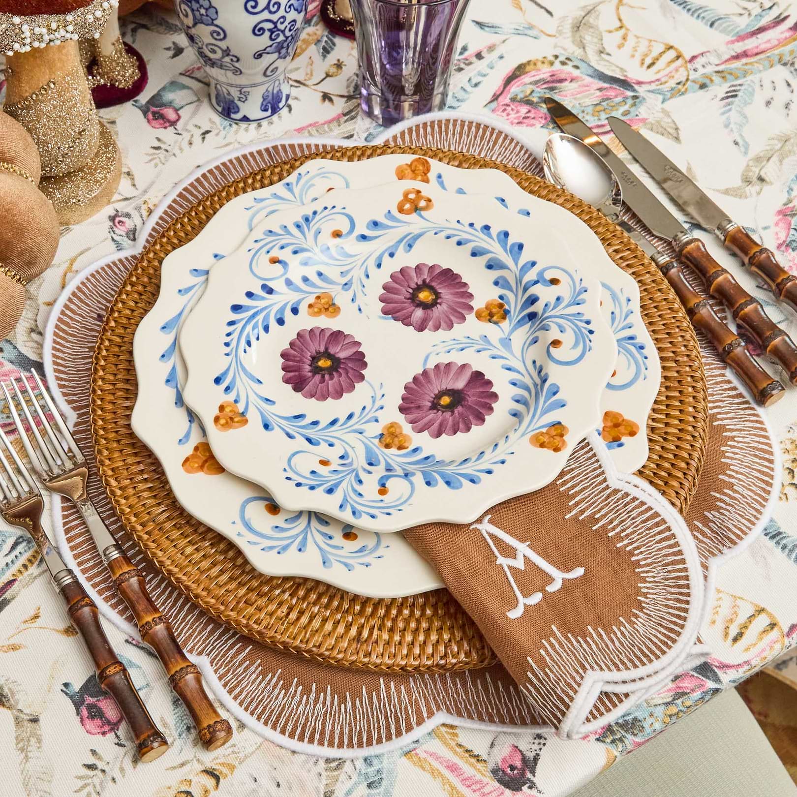 Damson Flowers Dinner Plates (Set of 4)