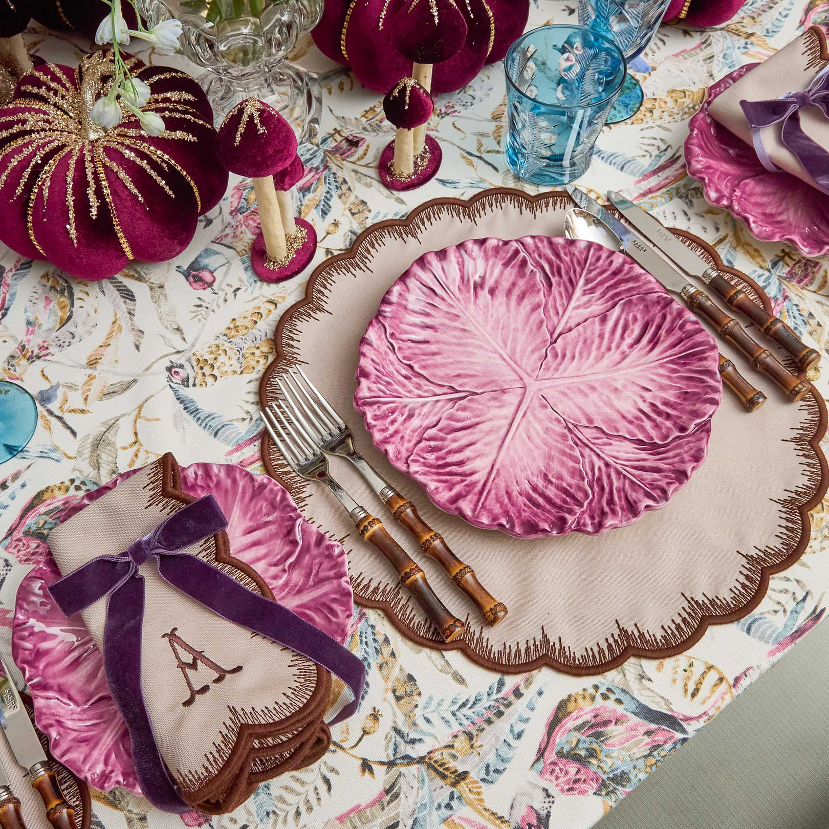 Aubergine Serena Cabbage Starter Plates (Set of 4)